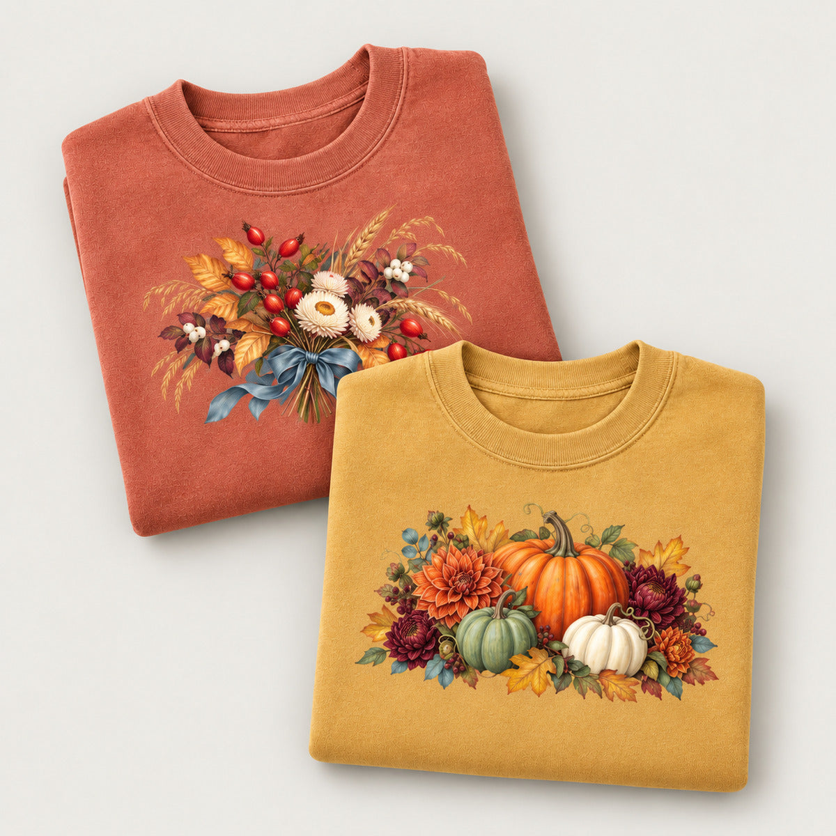 Autumn Has a Blue Note sweatshirt in White, a blue jay perched among amber, rust and red maple leaves