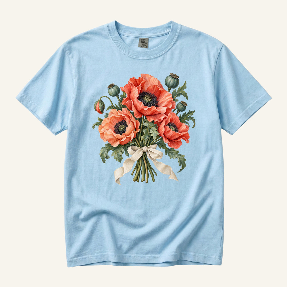 For No Occasion Poppy Bouquet T-Shirt in Chambray — the Poppies collection
