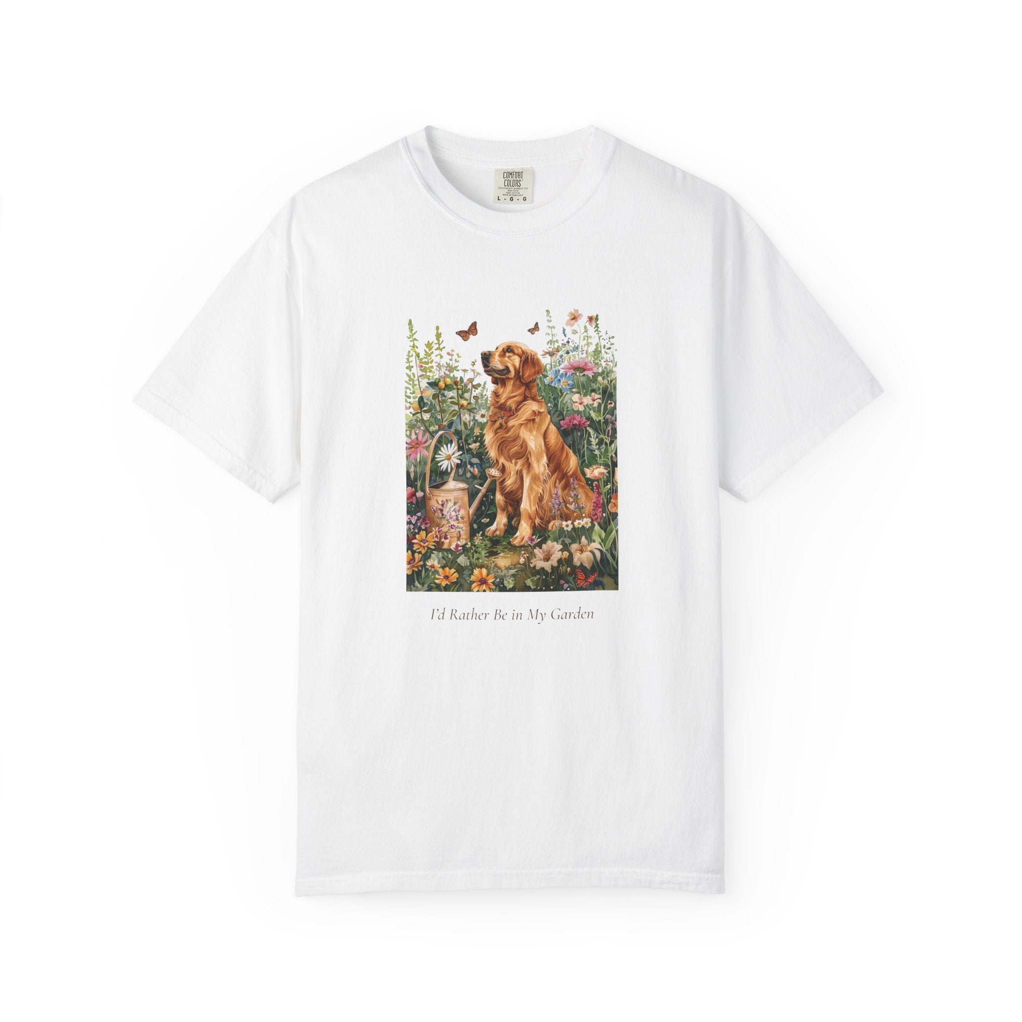 Id Rather Be in My Garden Golden Retriever tee front view