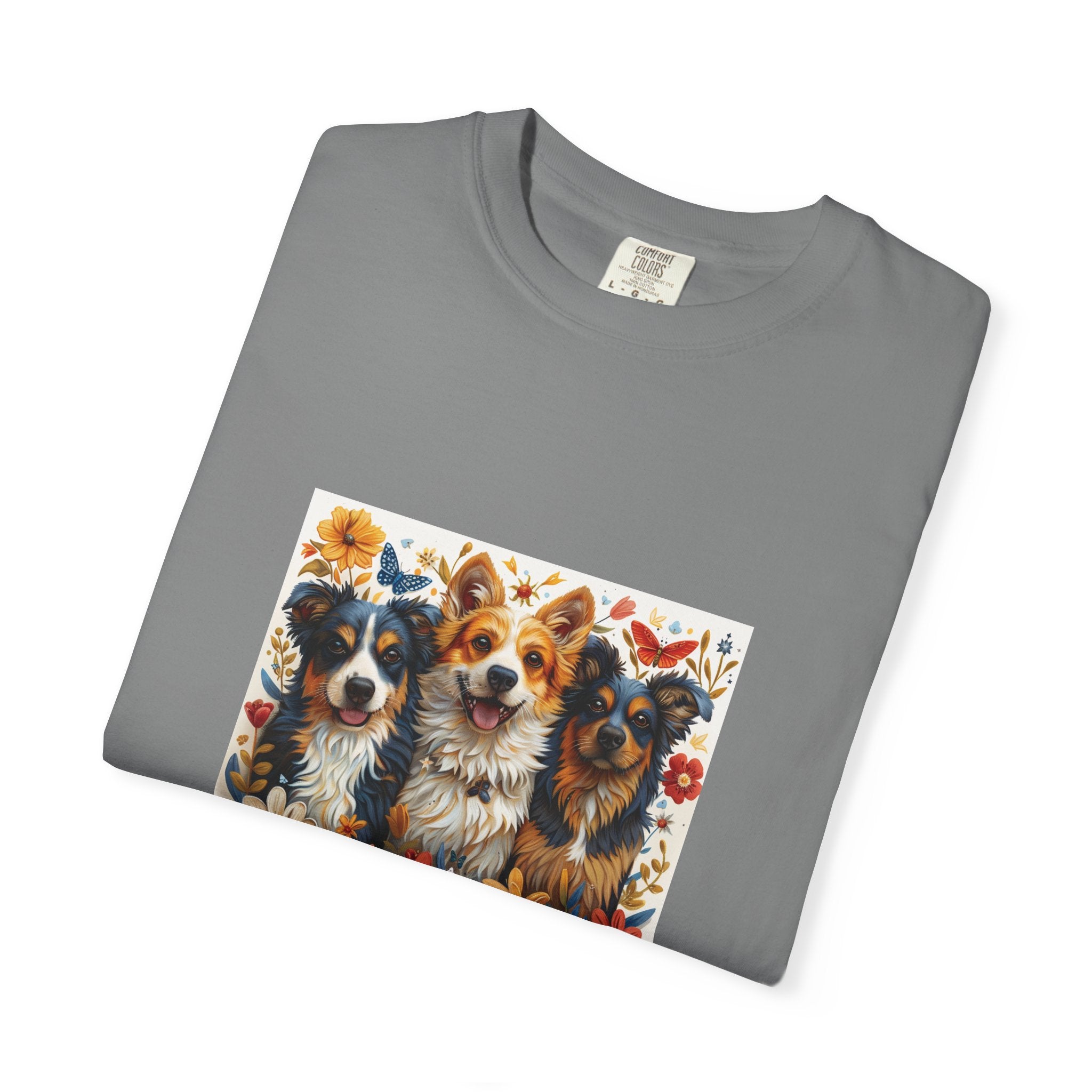 Dog Lover - Floral Three Dogs Tee