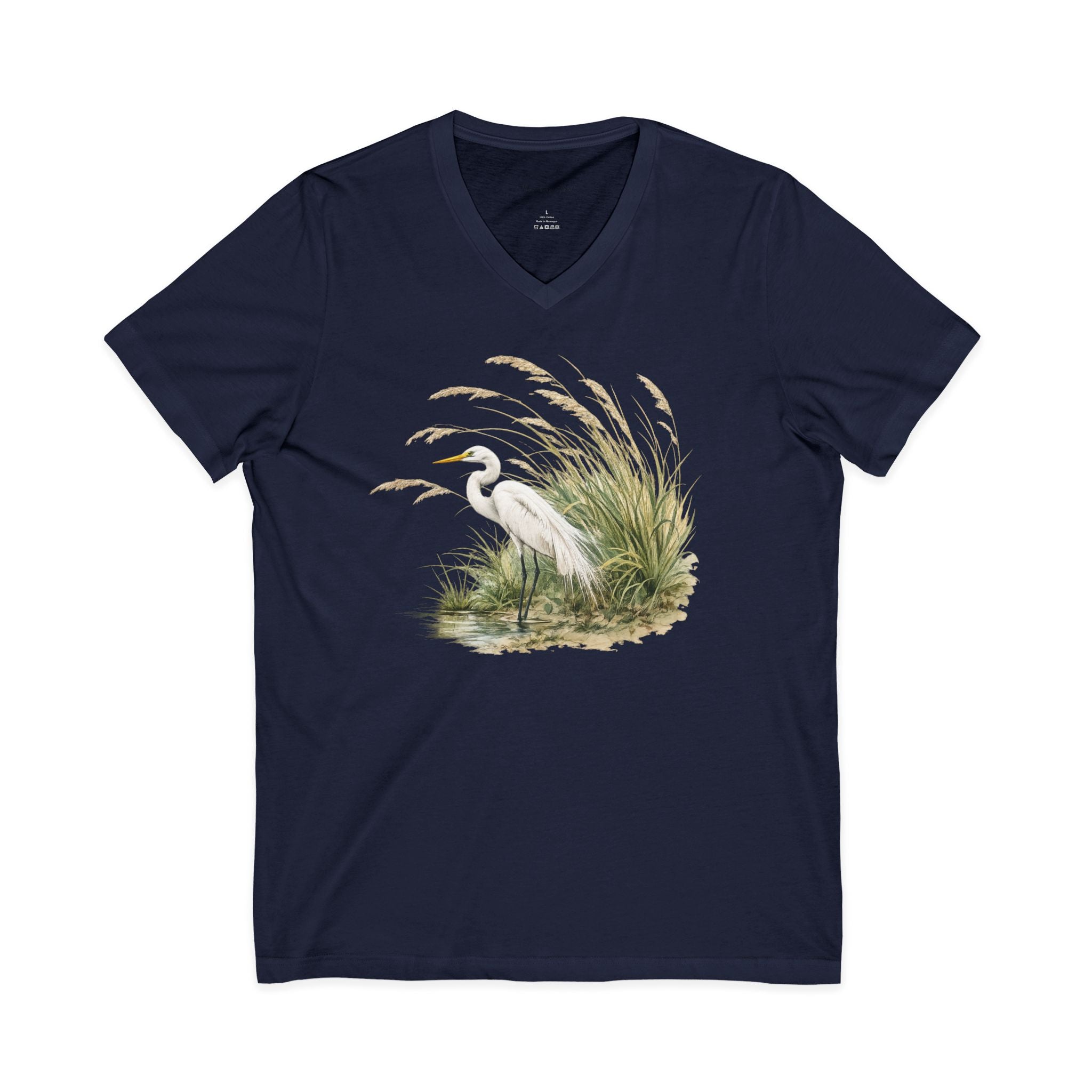 Great Egret at the Water's Edge (V-Neck) Tee