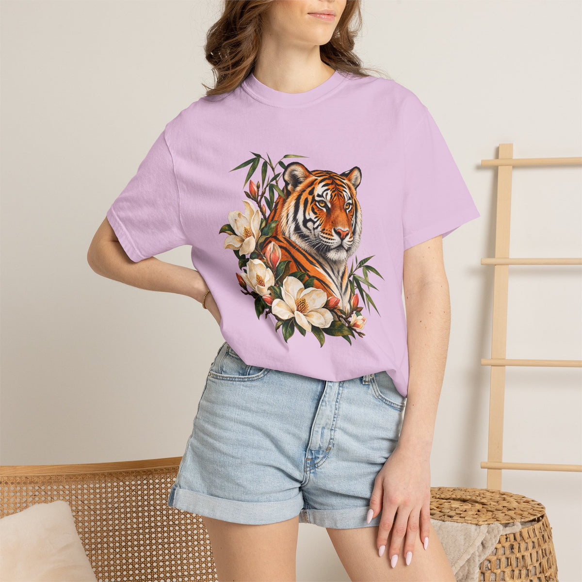 Tiger, Magnolia & Bamboo T-Shirt — Garment-Dyed Cotton