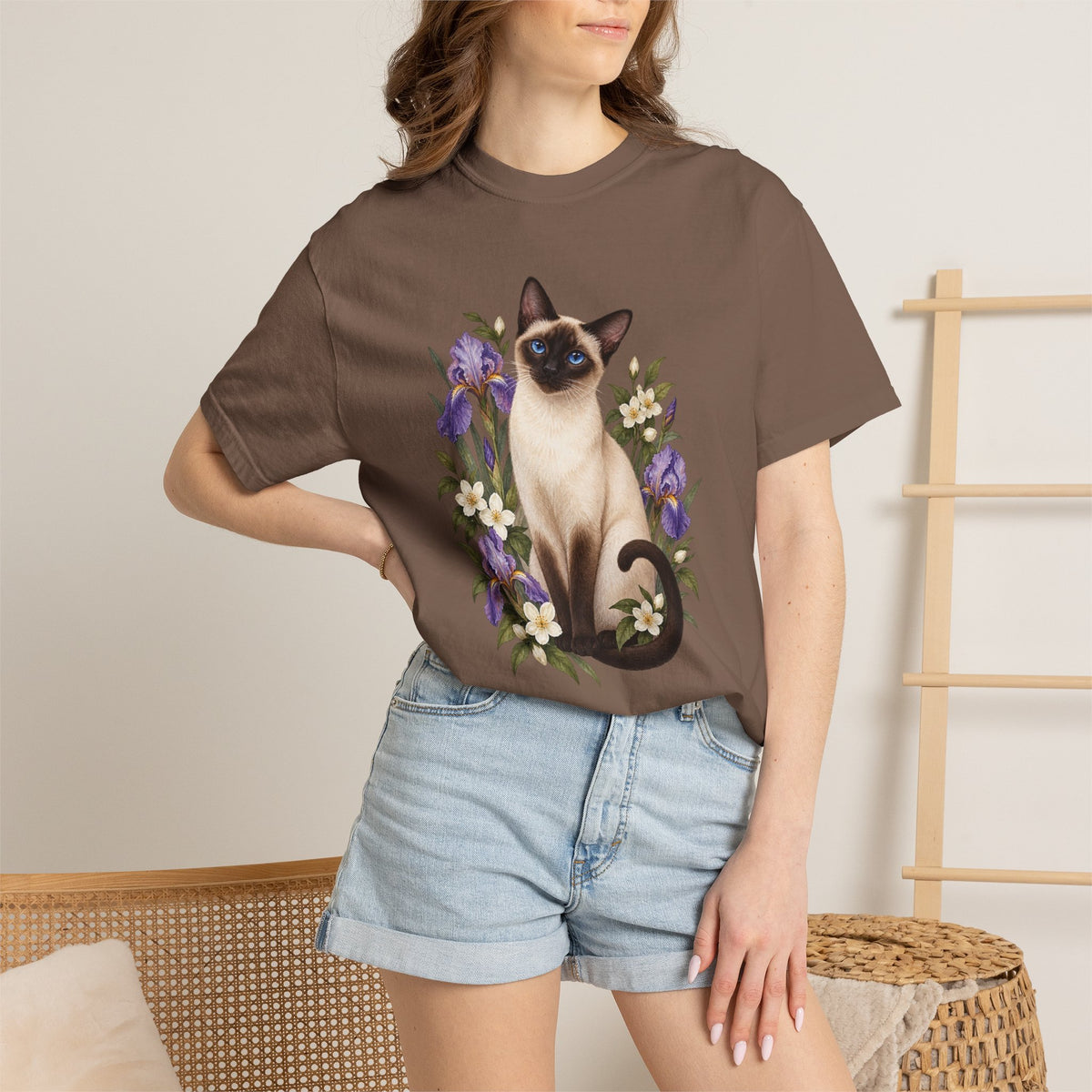 Siamese Cat T-Shirt — Irises & Intrigue