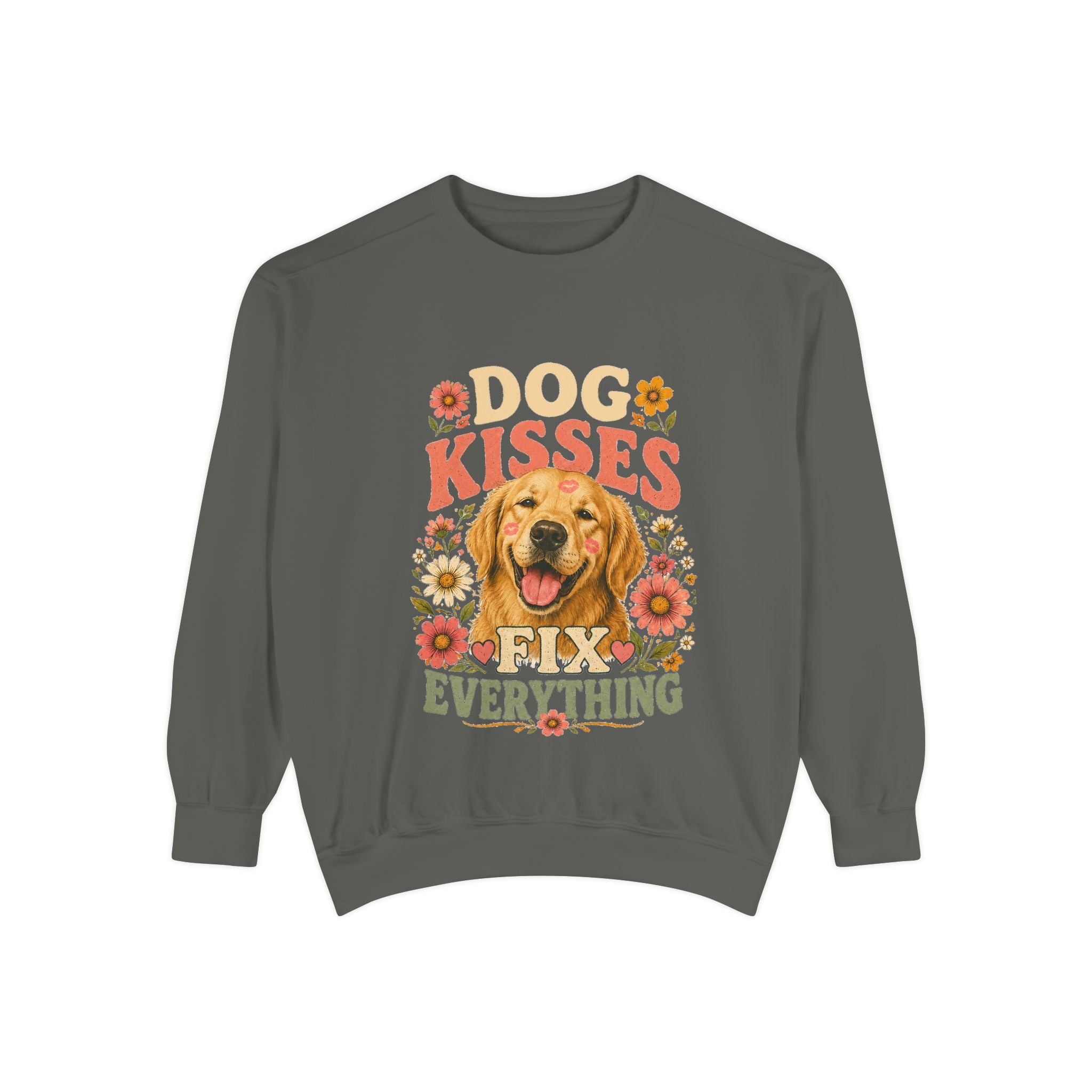 Dog Kisses Fix Everything Comfort Colors Sweatshirt – Retro Dog Lover Crewneck