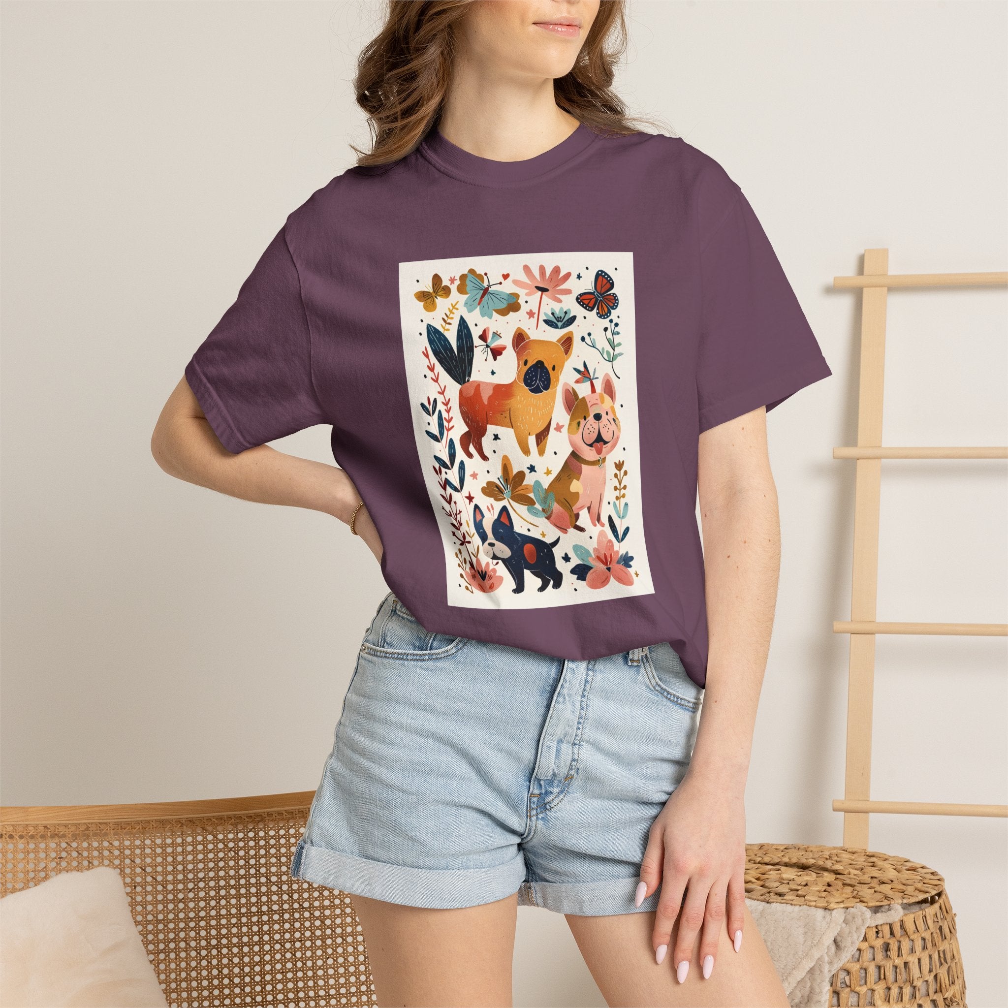 Folk Art Frenchies - French Bulldog Tee