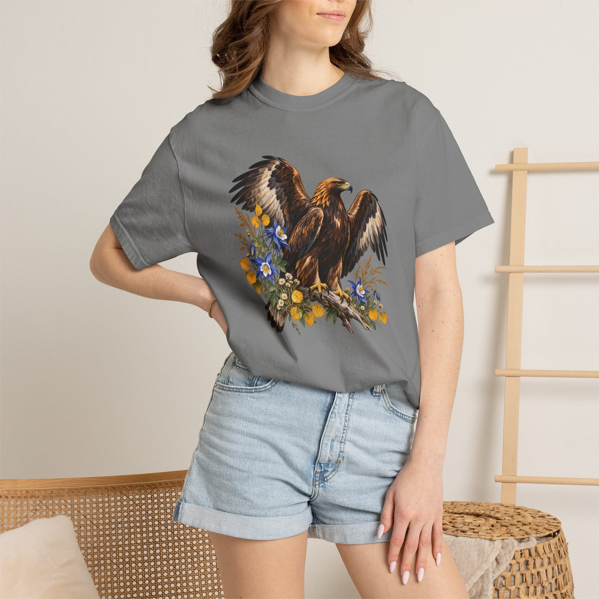 Golden Eagle & Columbine T-Shirt — Garment-Dyed Cotton