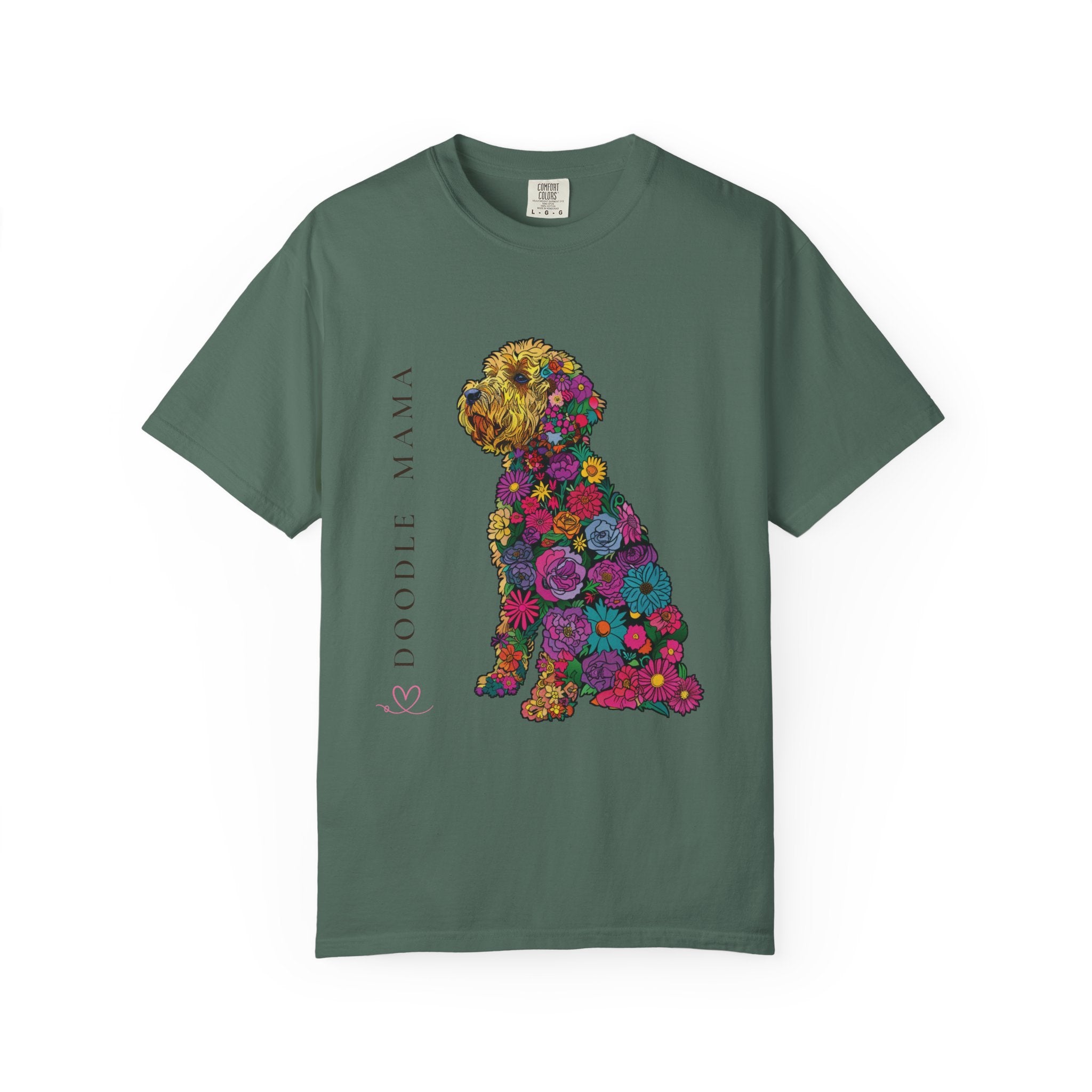 Doodle Mama floral dog tee folded view
