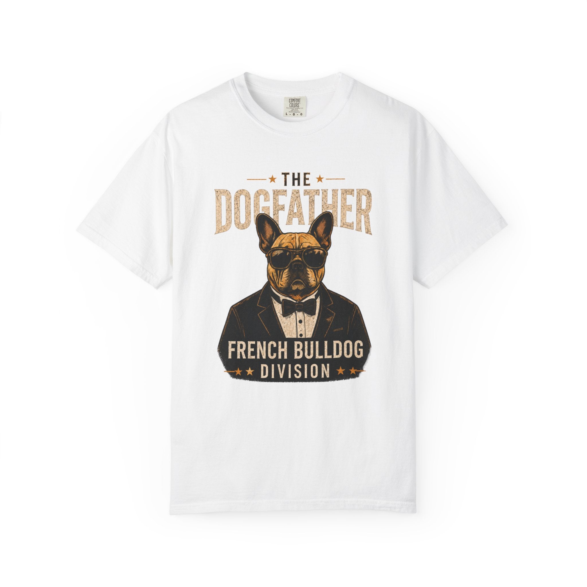 The Dogfather French Bulldog Division tee lifestyle mockup