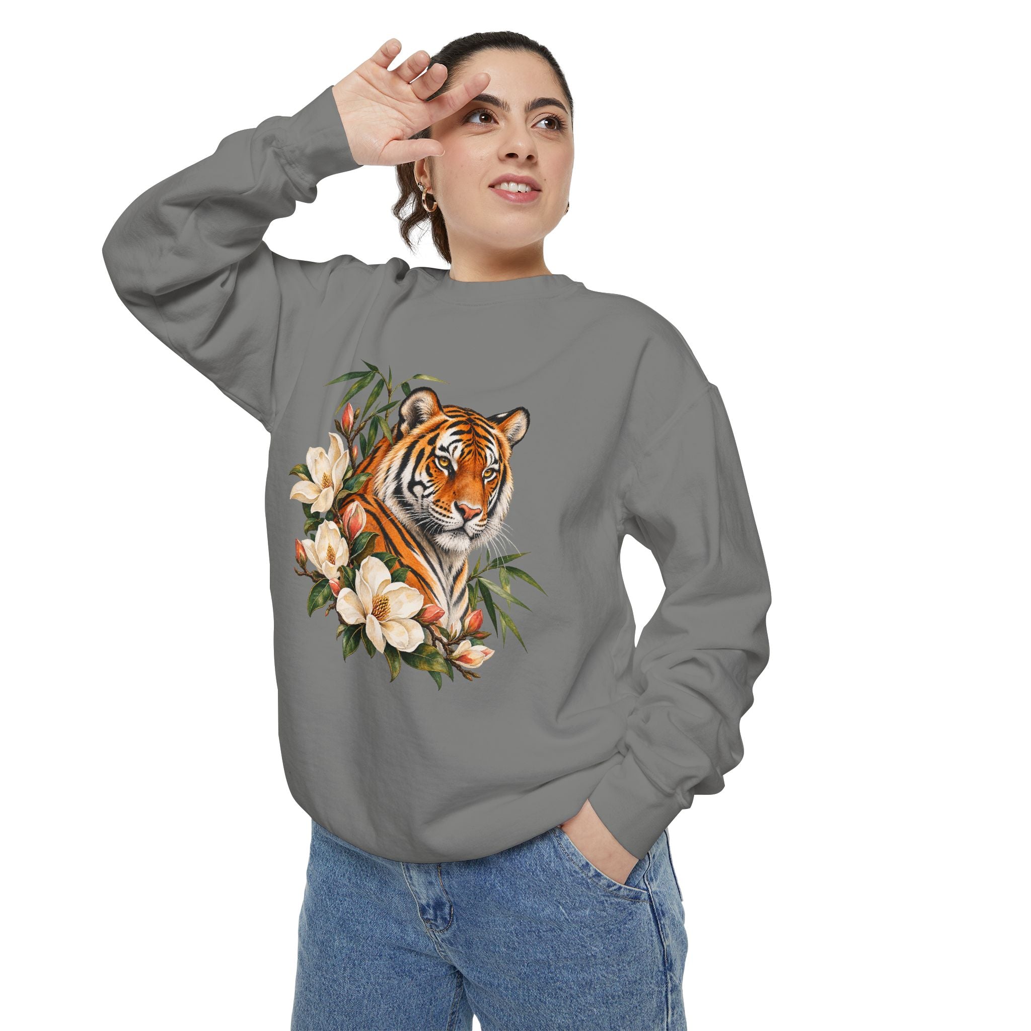 Tiger, Magnolia & Bamboo Sweatshirt — Garment-Dyed Fleece