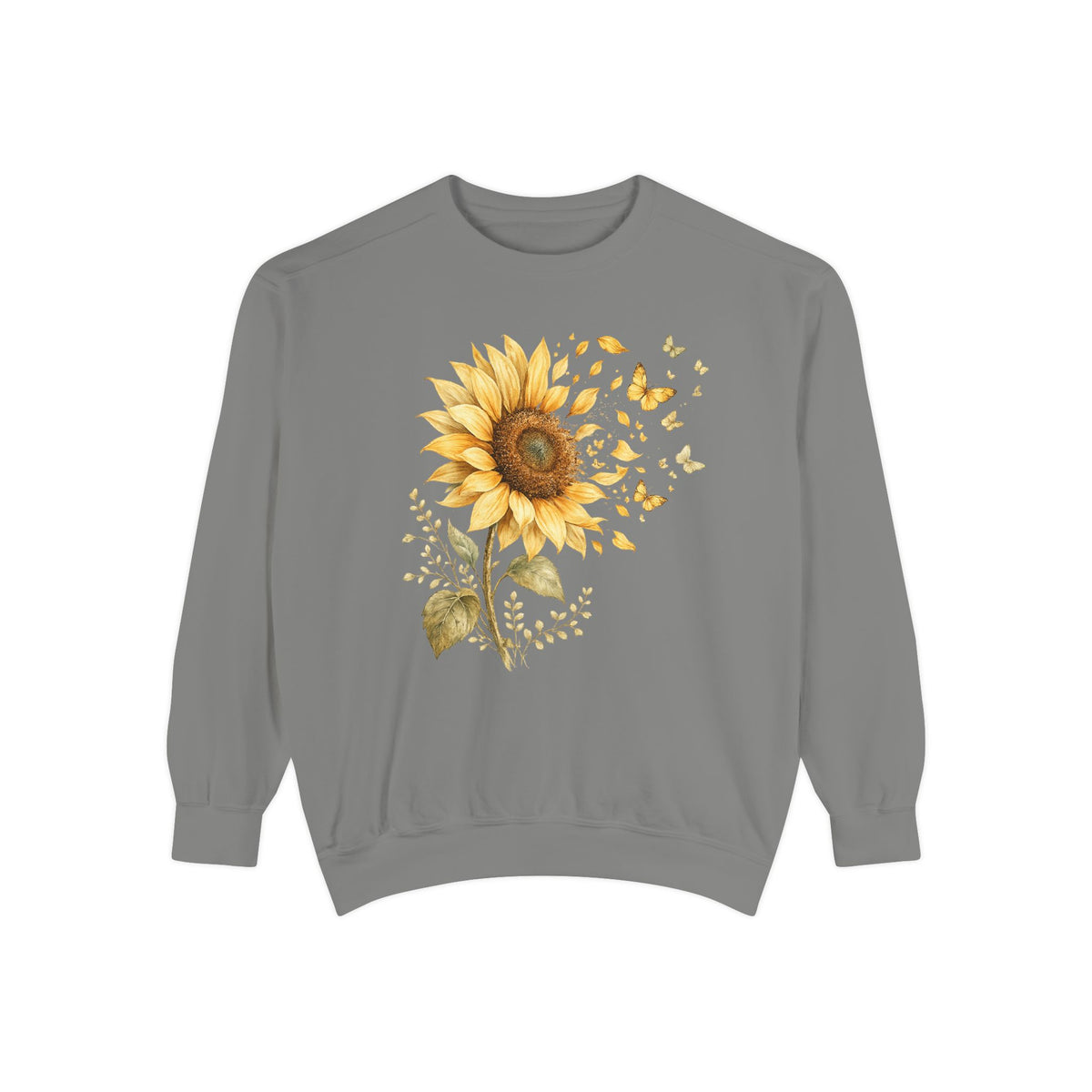 Sunflower butterfly sweatshirt in Grey, front view