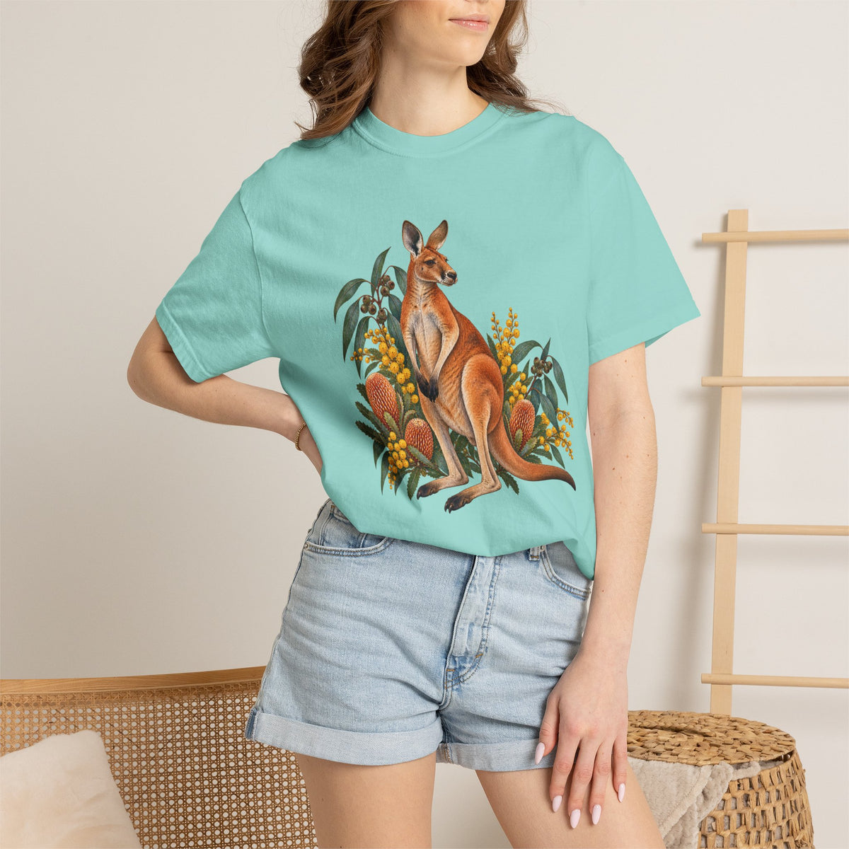 Kangaroo, Wattle & Banksia T-Shirt — Garment-Dyed Cotton