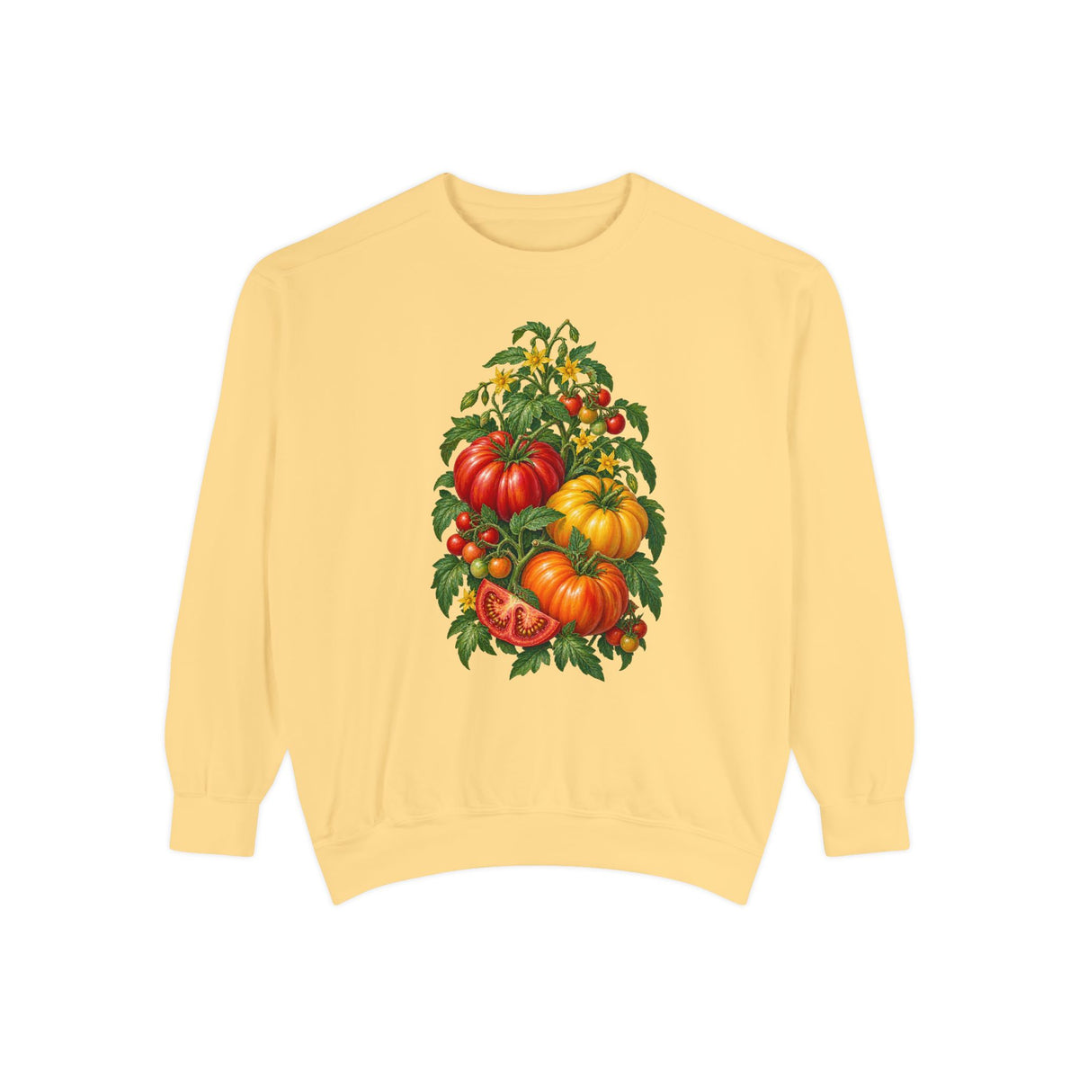 Heirloom tomato sweatshirt in Butter, front view