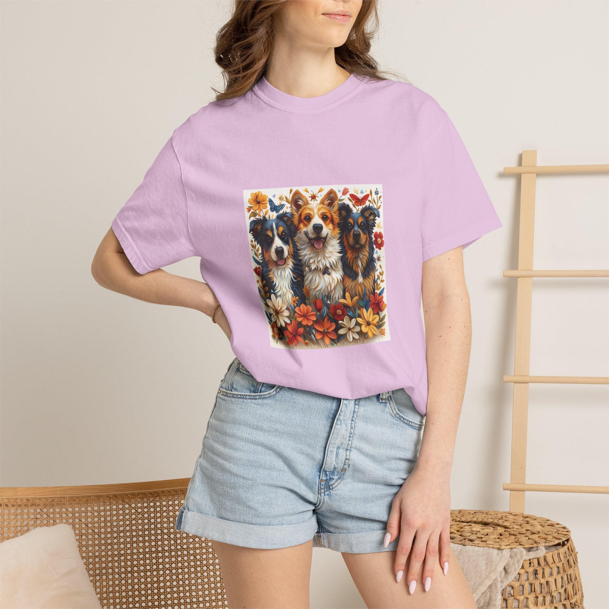Dog Lover - Floral Three Dogs Tee