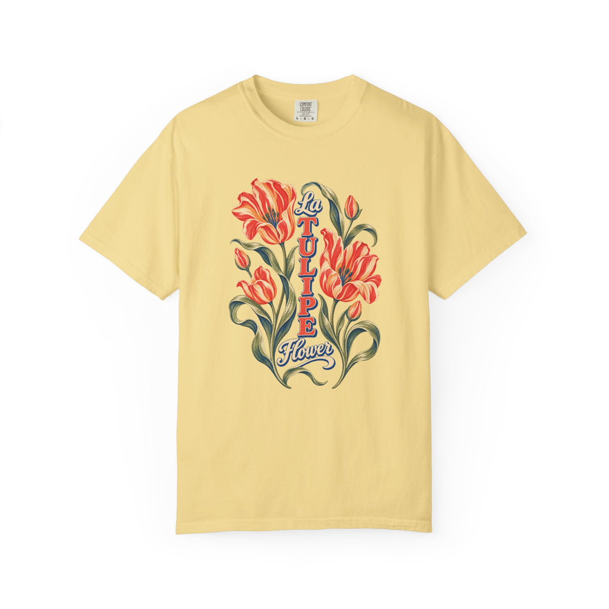 La Tulipe Vintage Flower T-Shirt — Garment-Dyed Cotton