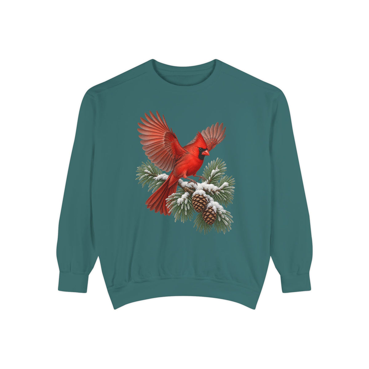 Cardinal in flight sweatshirt in Blue Spruce, front view