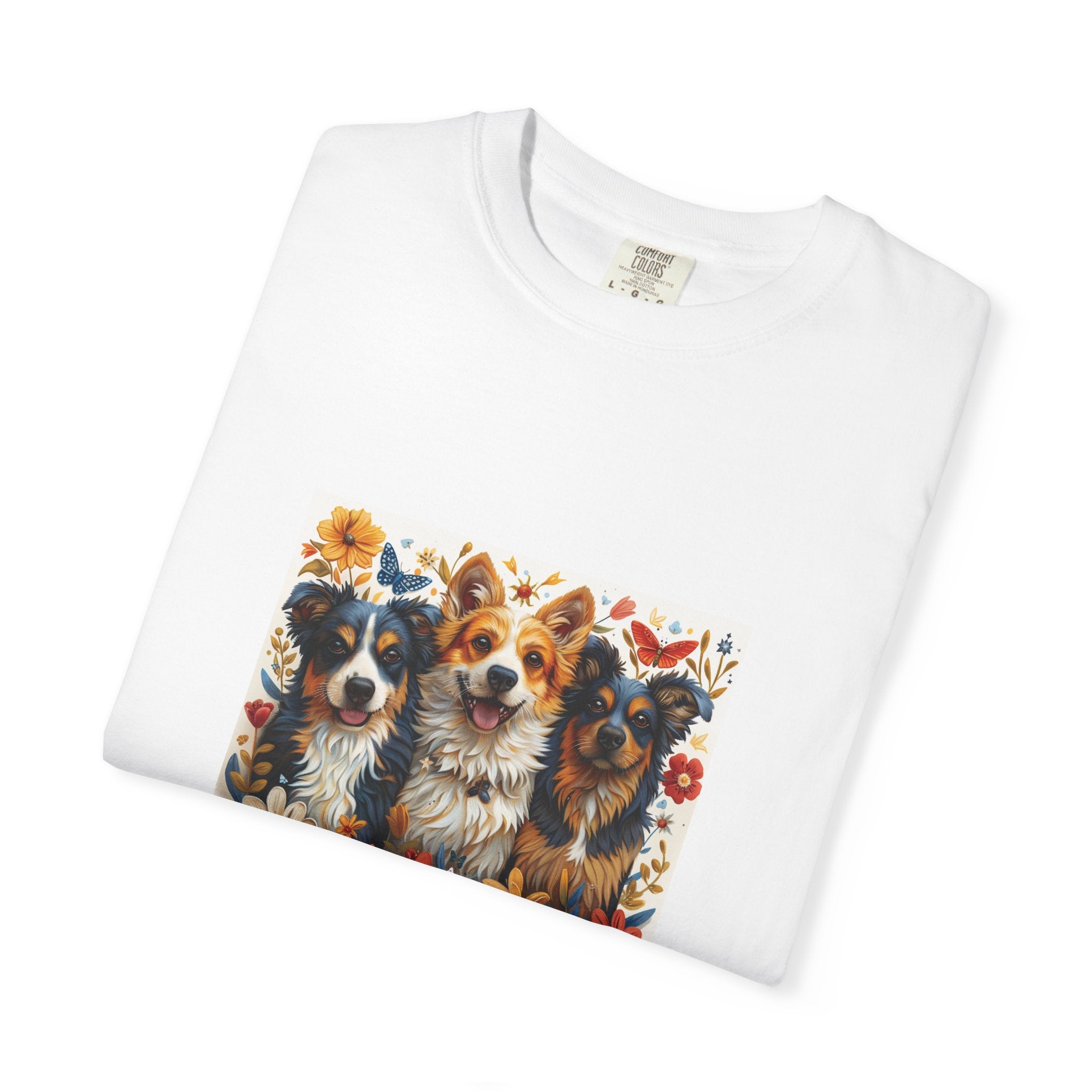 Dog Lover - Floral Three Dogs Tee