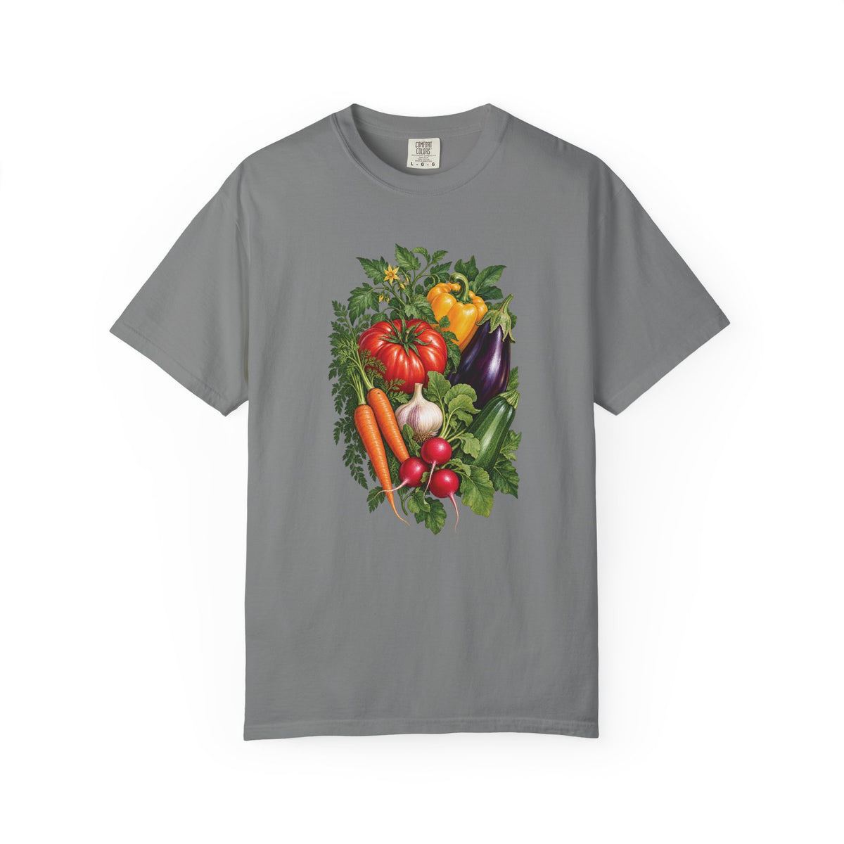 Kitchen garden harvest T-shirt in Grey, front view