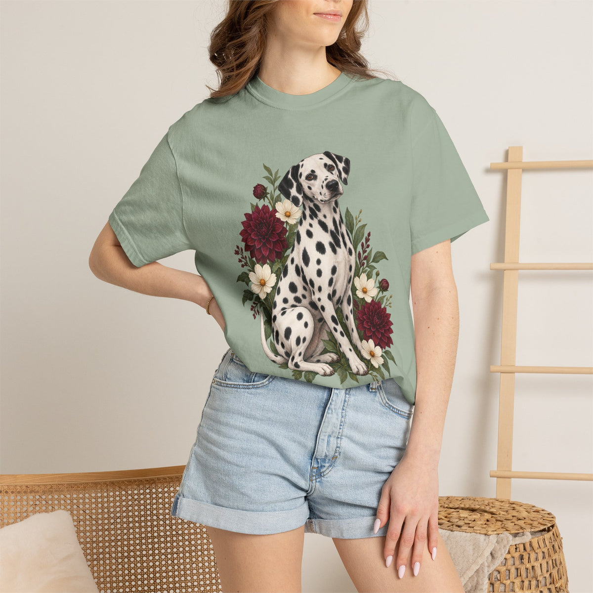 Dalmatian & Dahlia T-Shirt — Garment-Dyed Cotton
