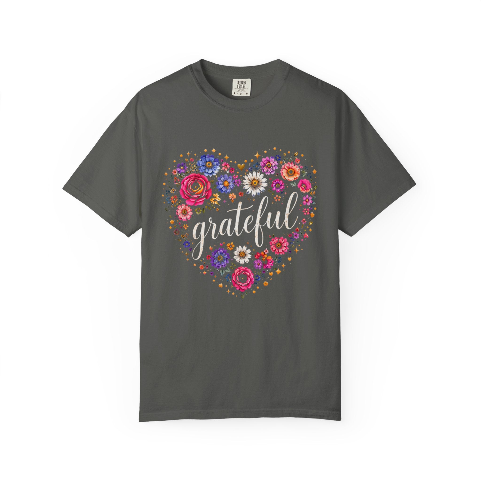 Grateful - Floral Heart Tee