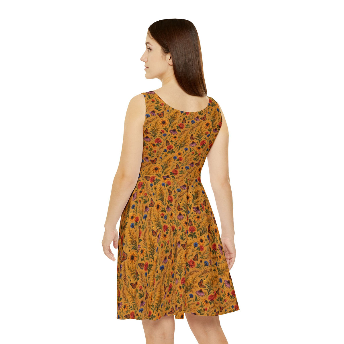 Golden Meadow Watercolor Wildflower Dress