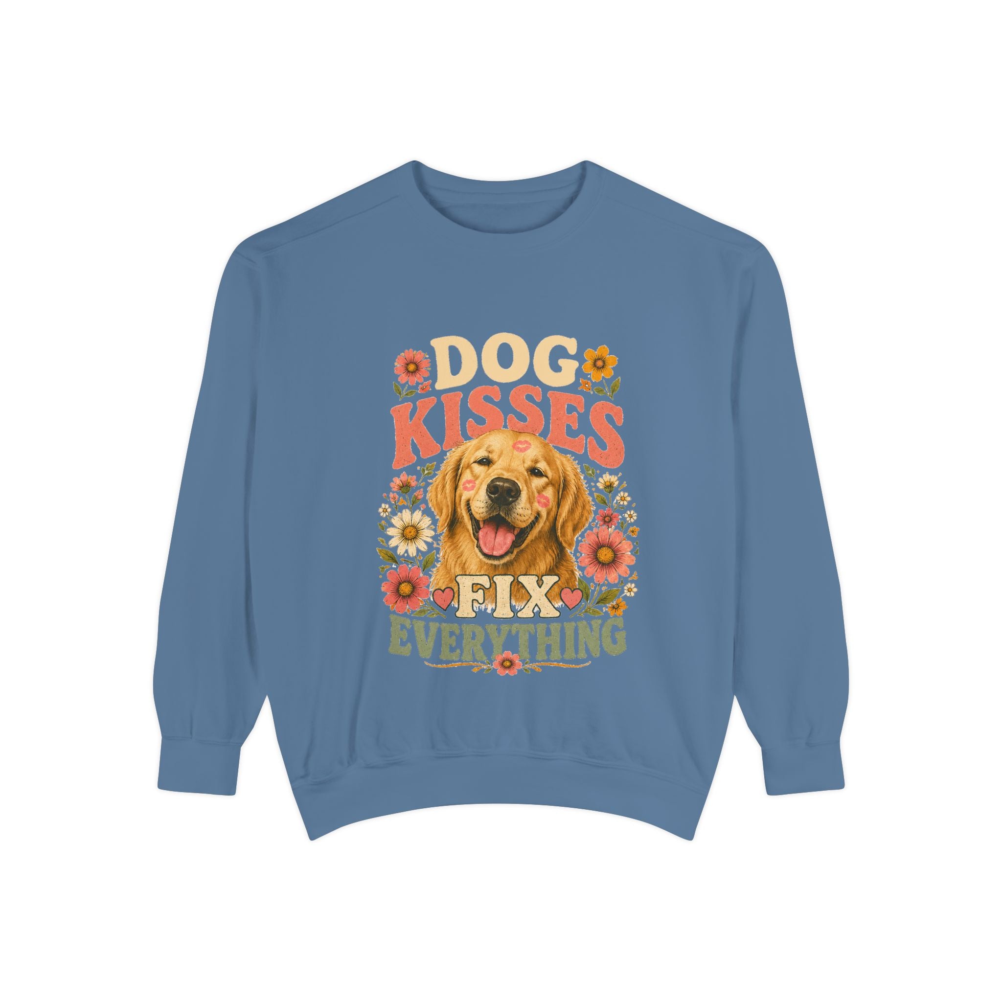 Dog Kisses Fix Everything Comfort Colors Sweatshirt – Retro Dog Lover Crewneck
