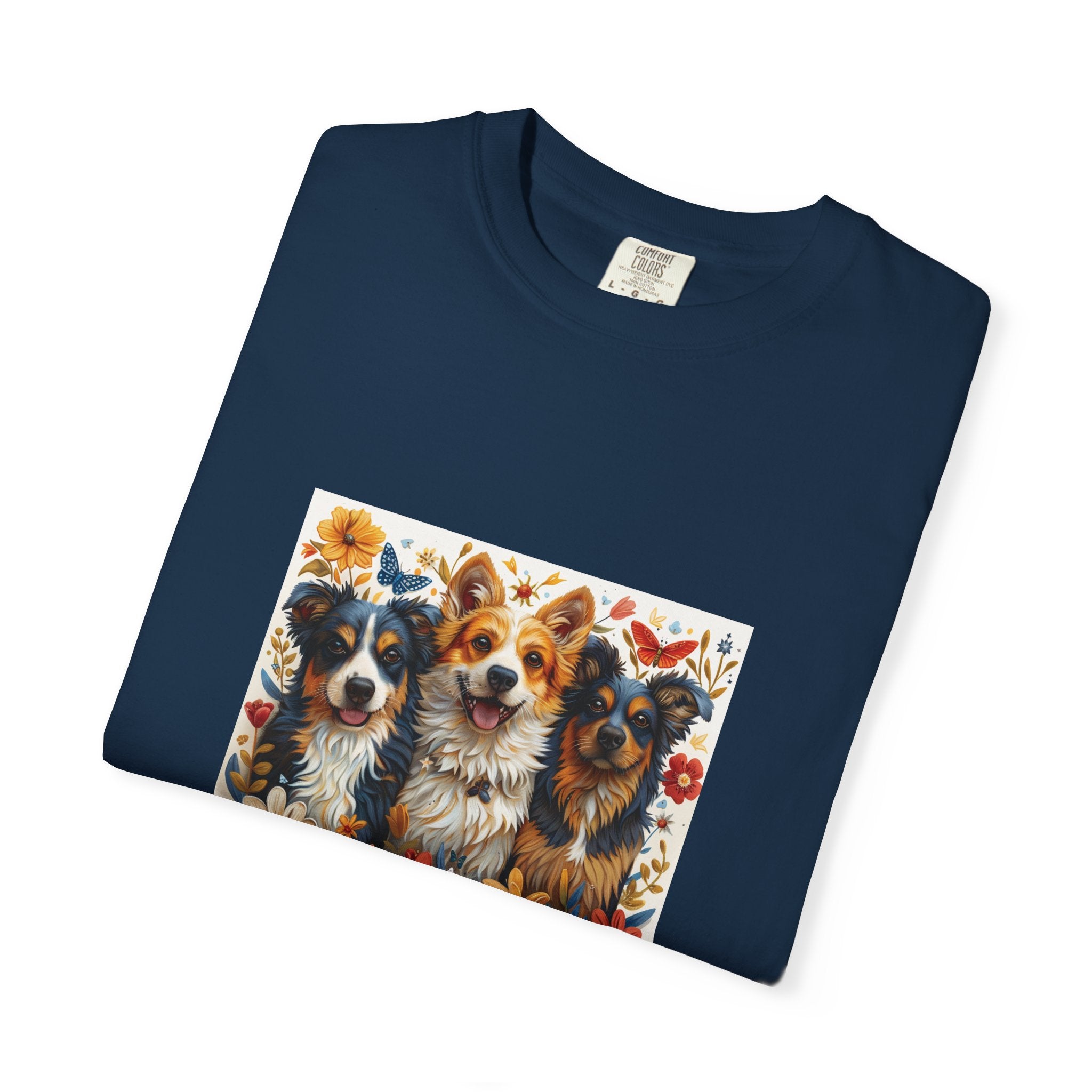 Dog Lover - Floral Three Dogs Tee