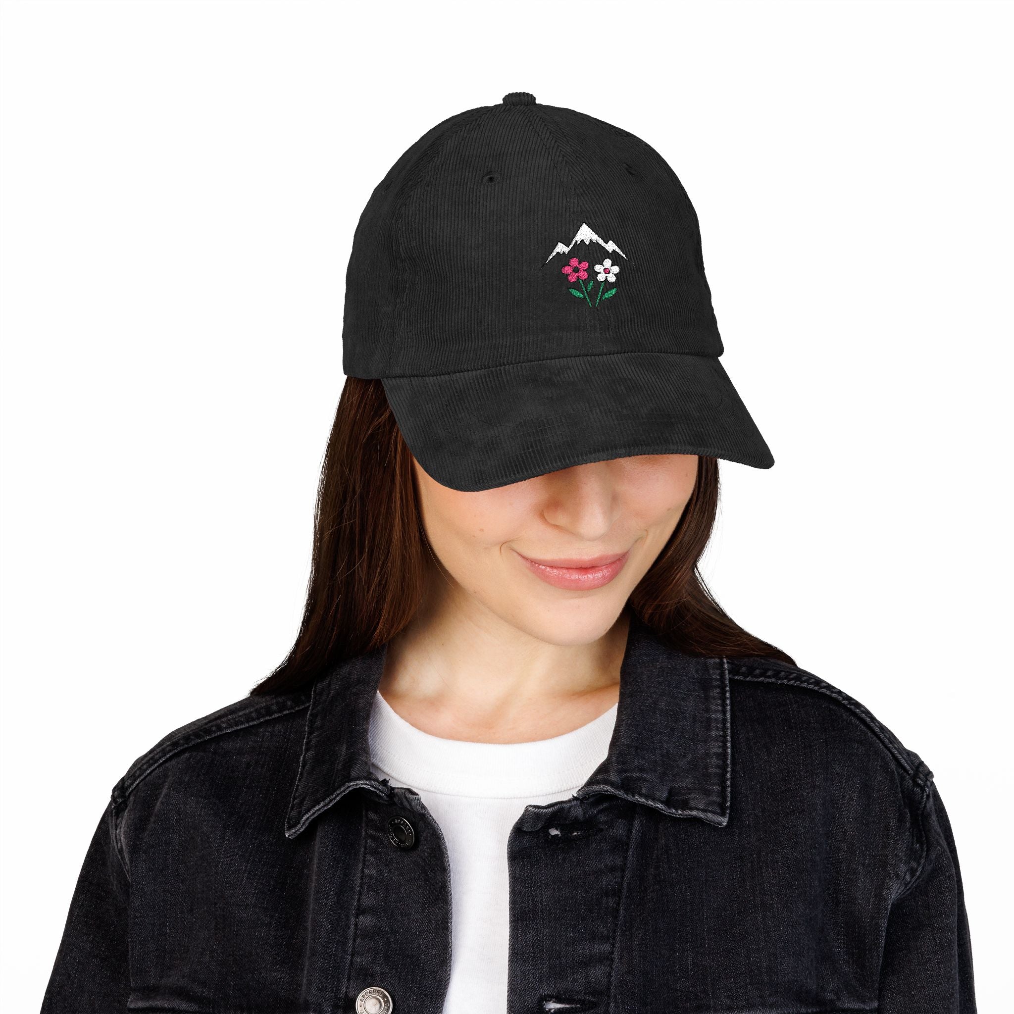 Mountains & Wildflowers — Embroidered Corduroy Hat