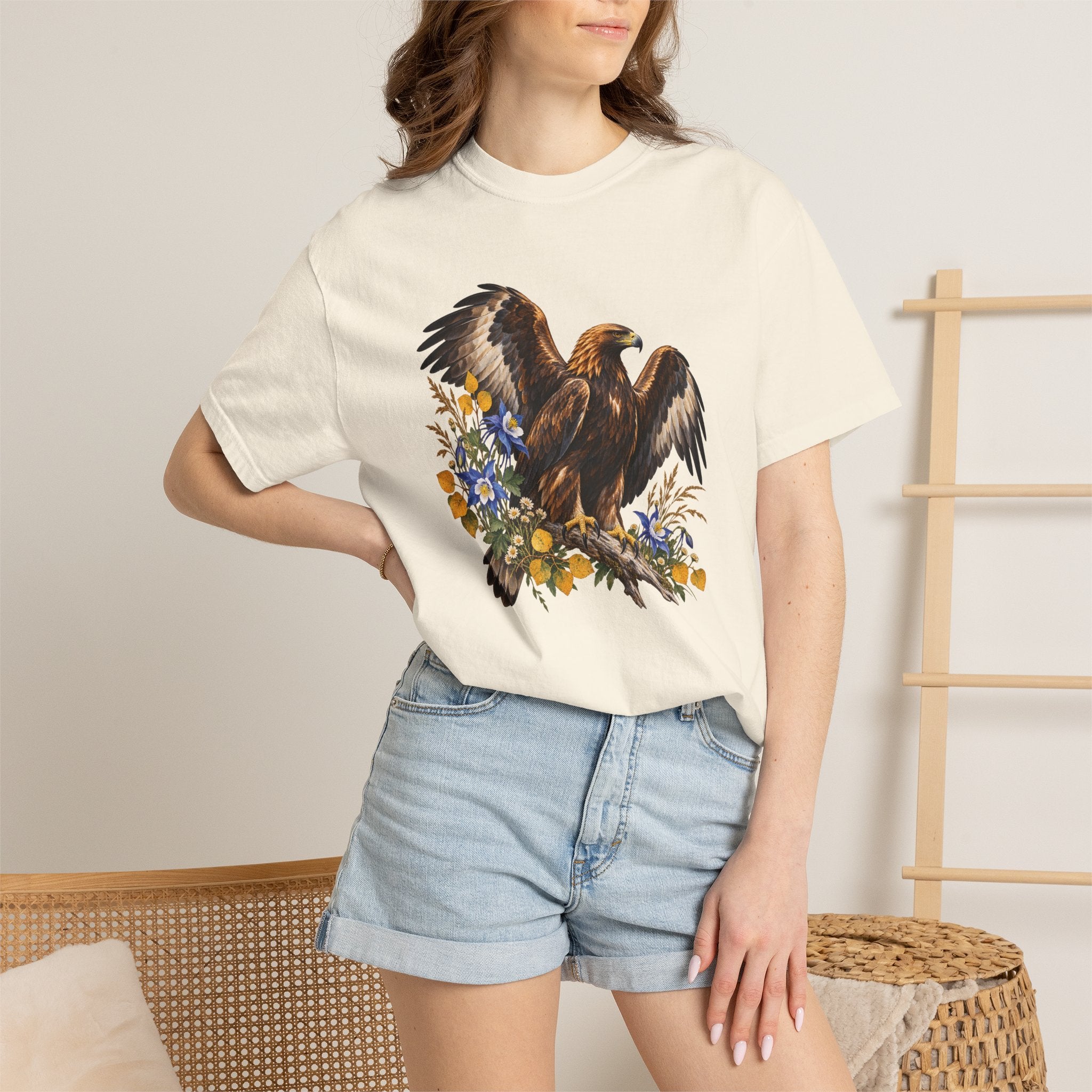 Golden Eagle & Columbine T-Shirt — Garment-Dyed Cotton