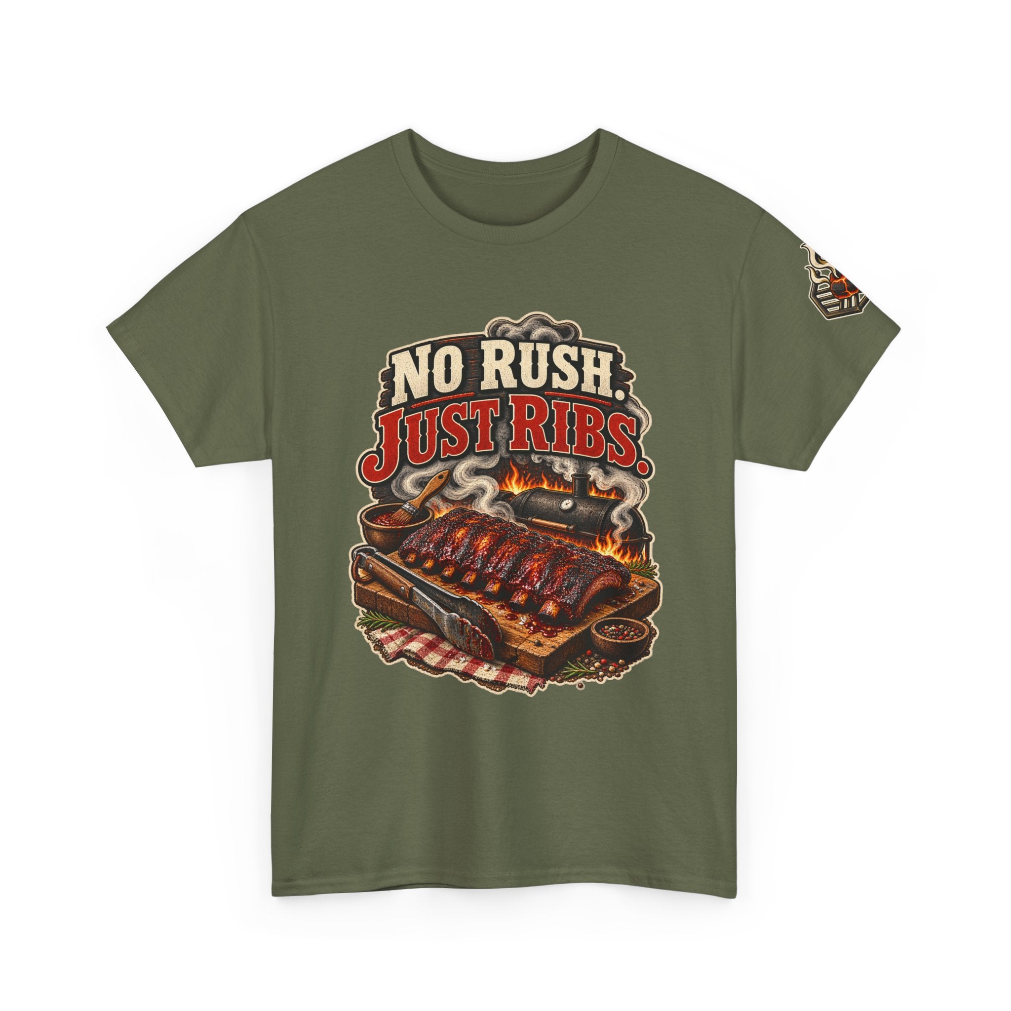 No Rush. Just Ribs. BBQ T-Shirt — Heavy Cotton