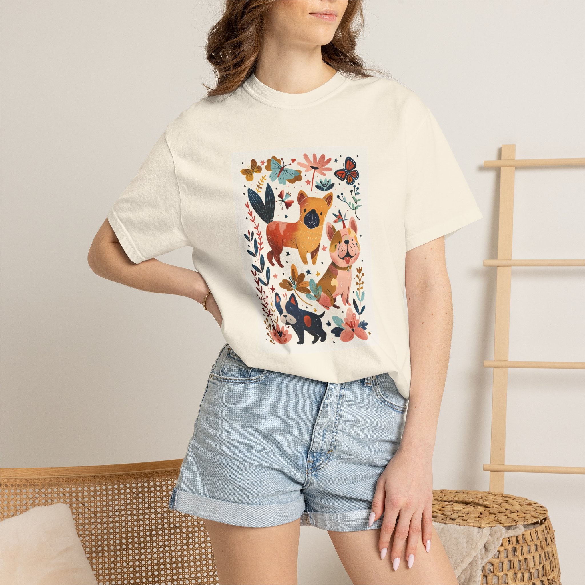 Folk Art Frenchies - French Bulldog Tee