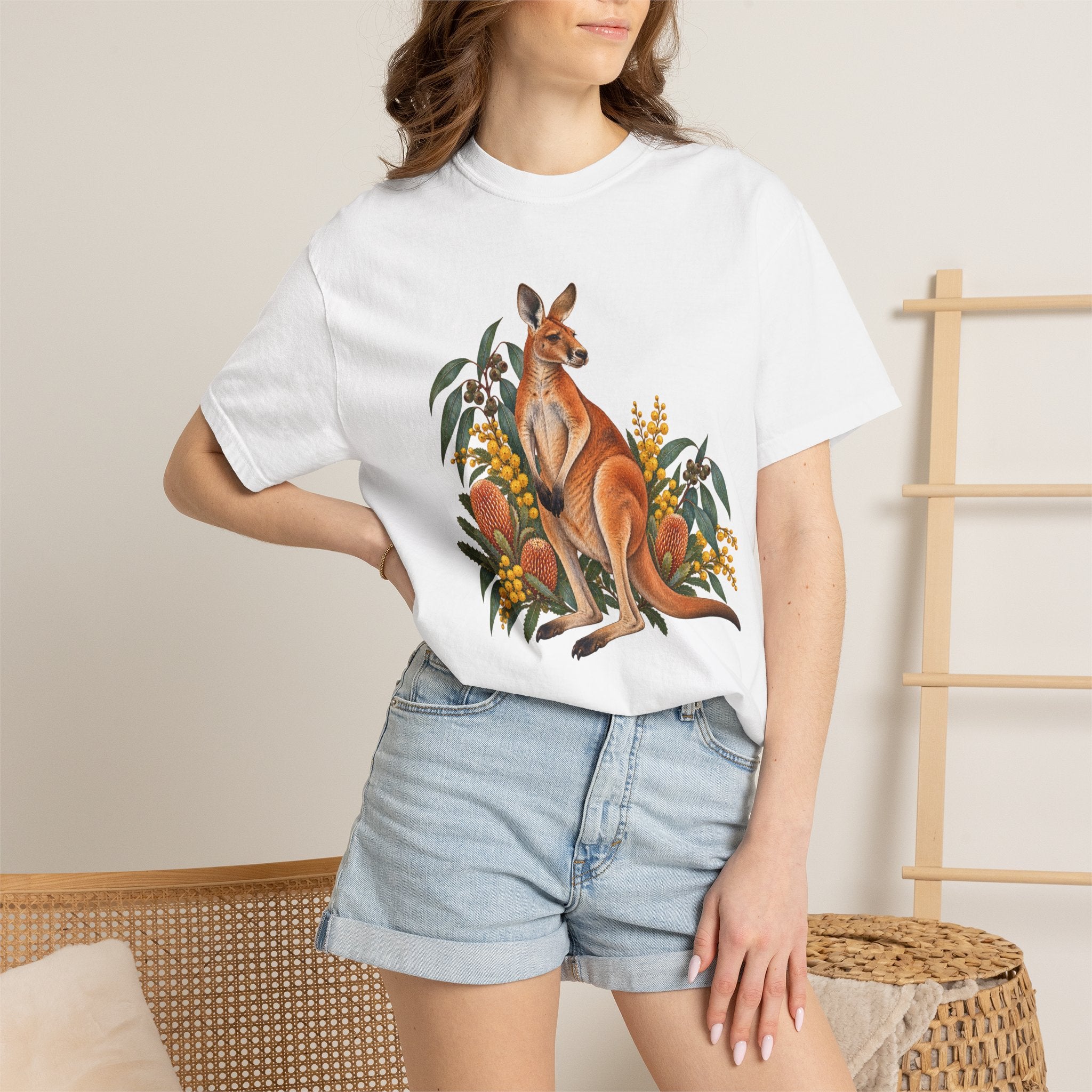 Kangaroo, Wattle & Banksia T-Shirt — Garment-Dyed Cotton