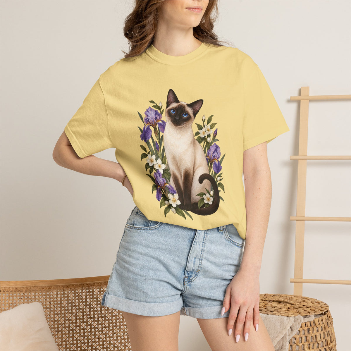 Siamese Cat T-Shirt — Irises & Intrigue