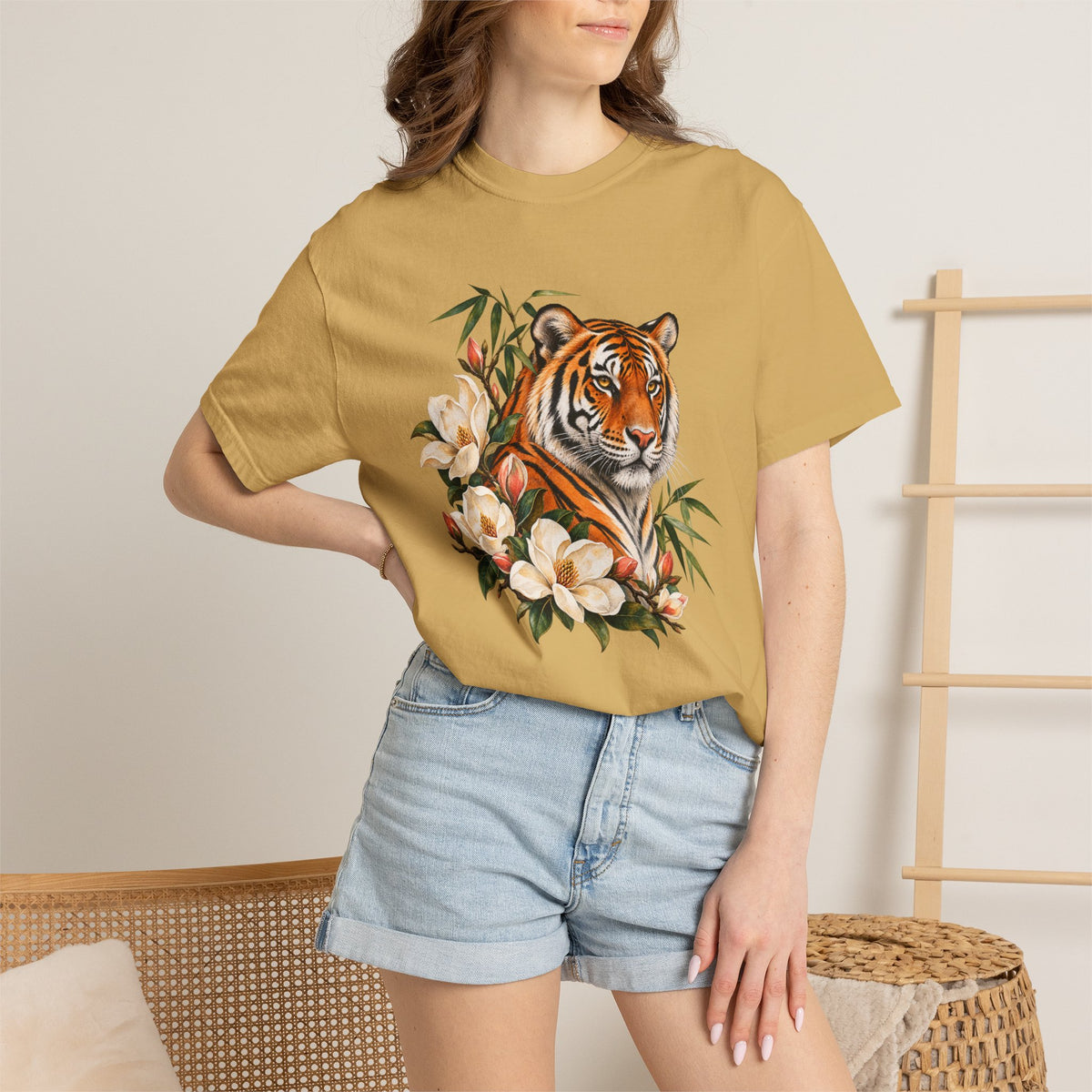 Tiger, Magnolia & Bamboo T-Shirt — Garment-Dyed Cotton