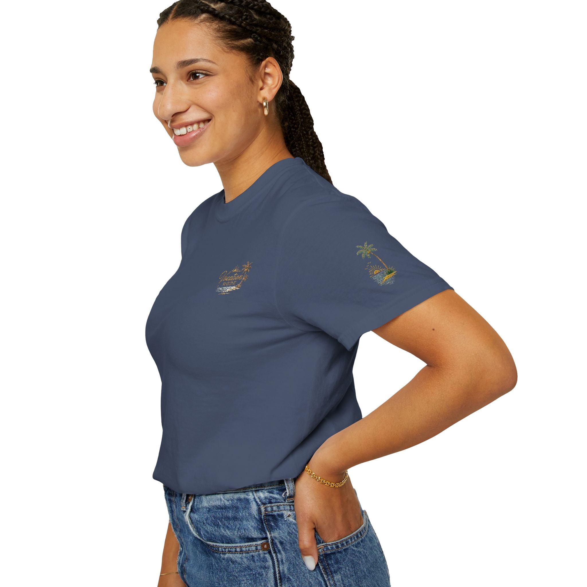 Vacation Mode — Embroidered Garment-Dyed Tee