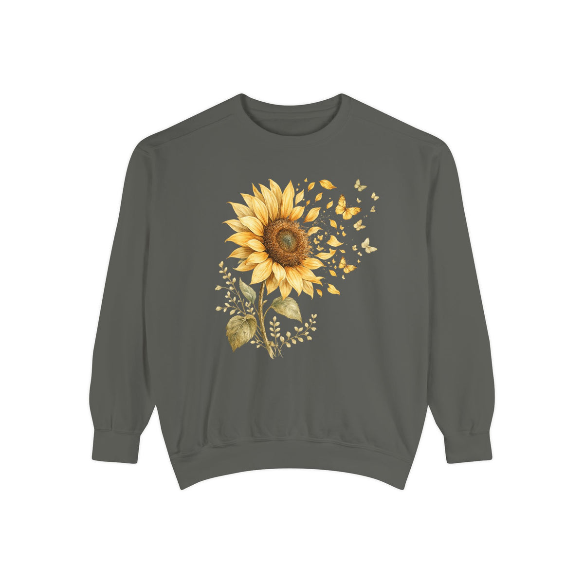 Sunflower butterfly sweatshirt in Pepper, front view