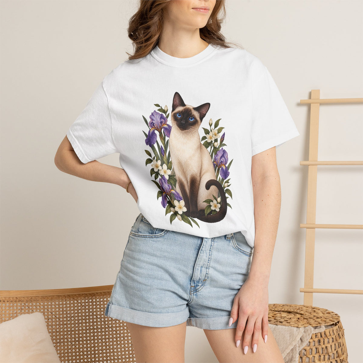 Siamese Cat T-Shirt — Irises & Intrigue
