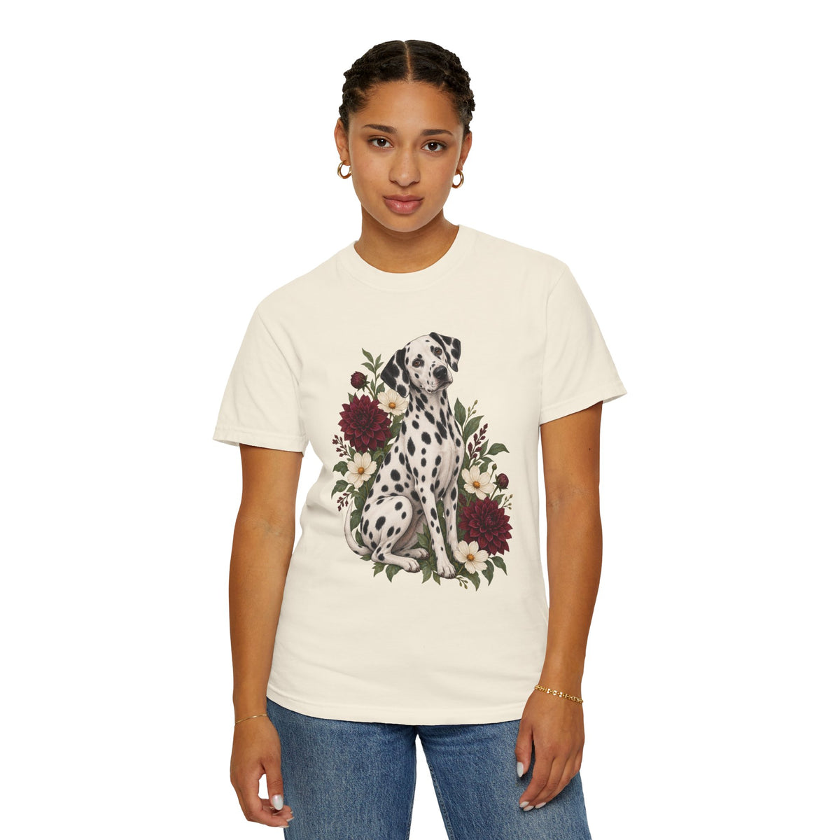 Dalmatian & Dahlia T-Shirt — Garment-Dyed Cotton