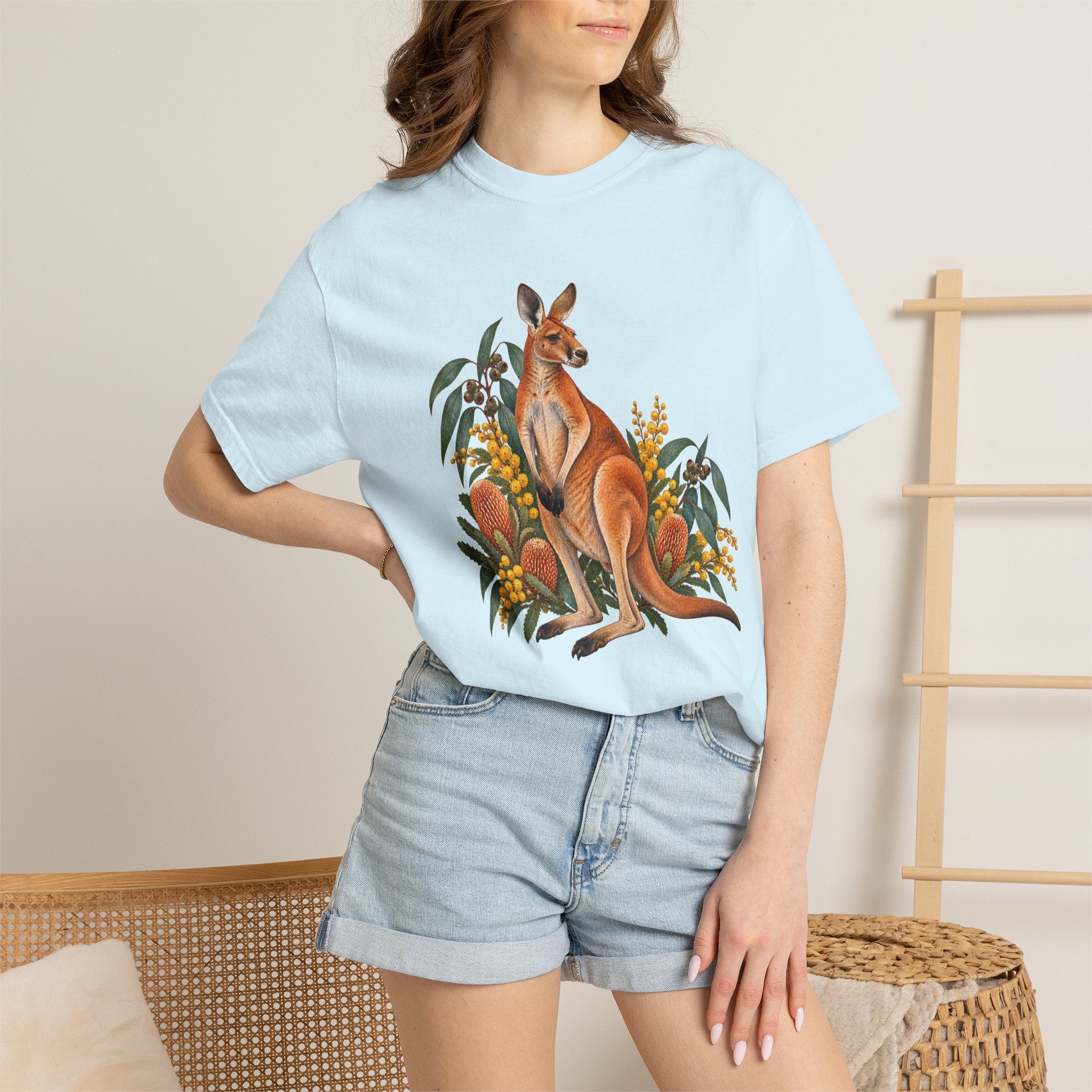 Kangaroo, Wattle & Banksia T-Shirt — Garment-Dyed Cotton