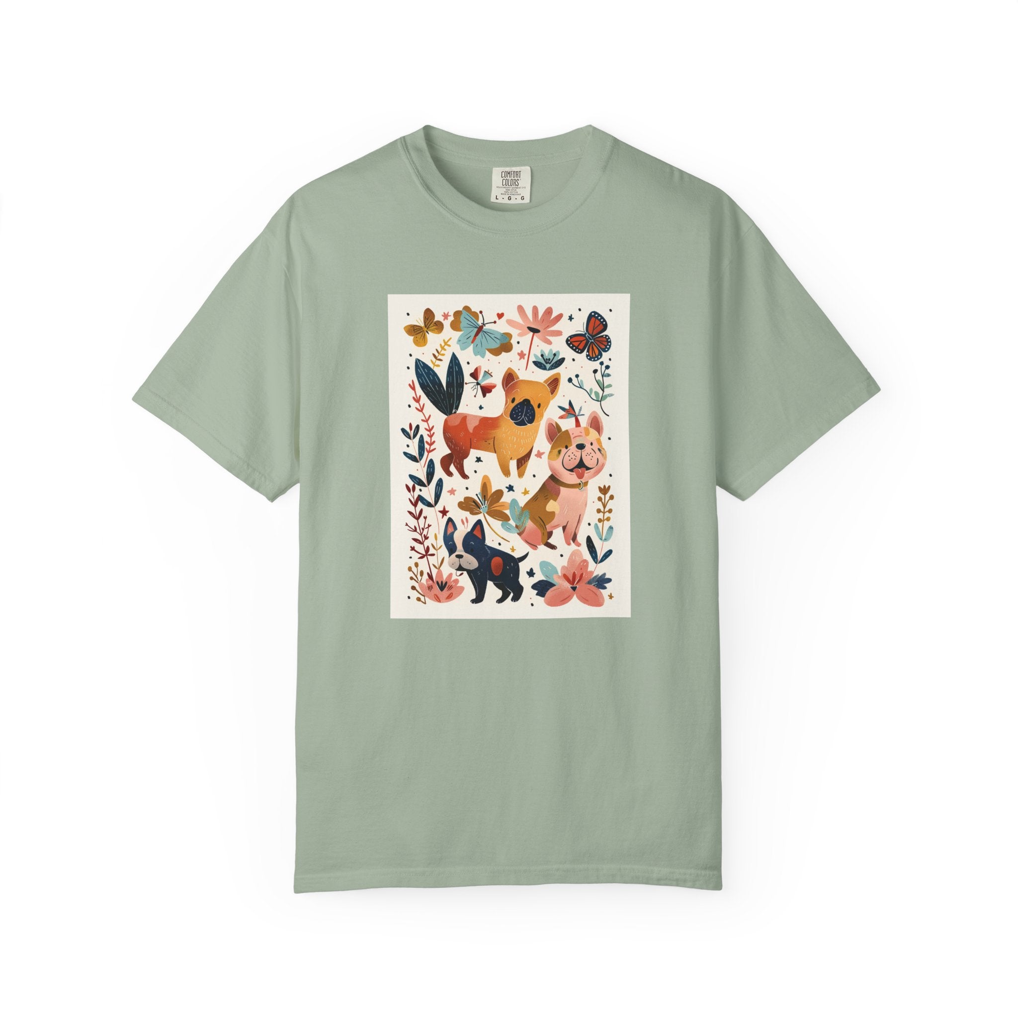 Folk Art Frenchies French Bulldog tee folded view