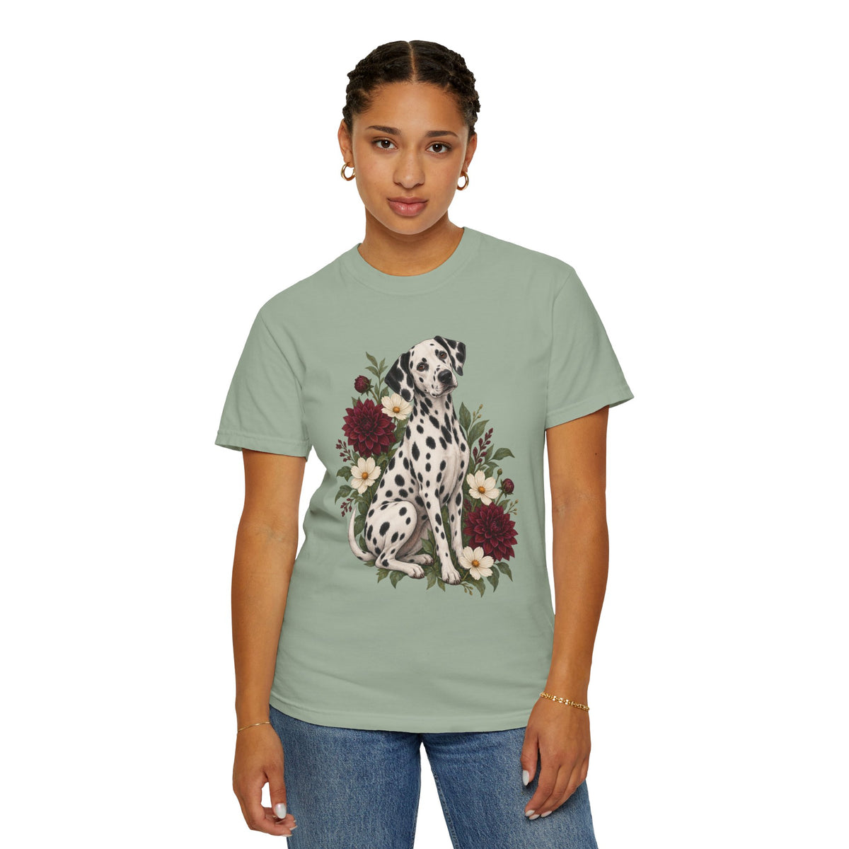 Dalmatian & Dahlia T-Shirt — Garment-Dyed Cotton