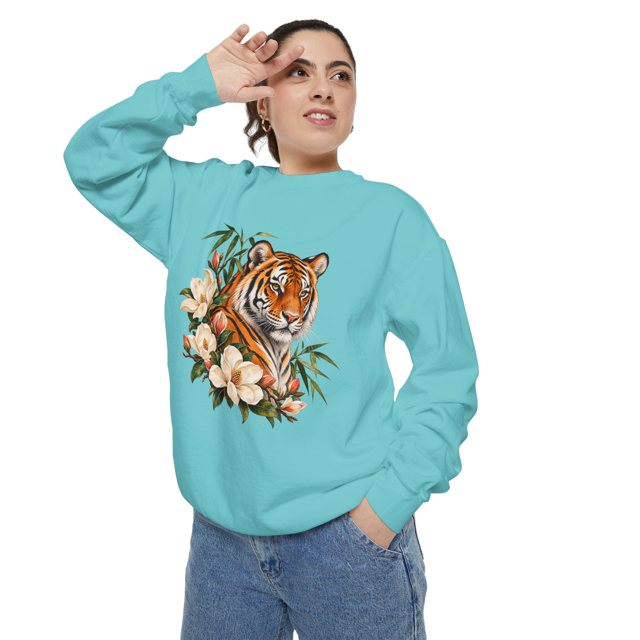 Tiger, Magnolia & Bamboo Sweatshirt — Garment-Dyed Fleece