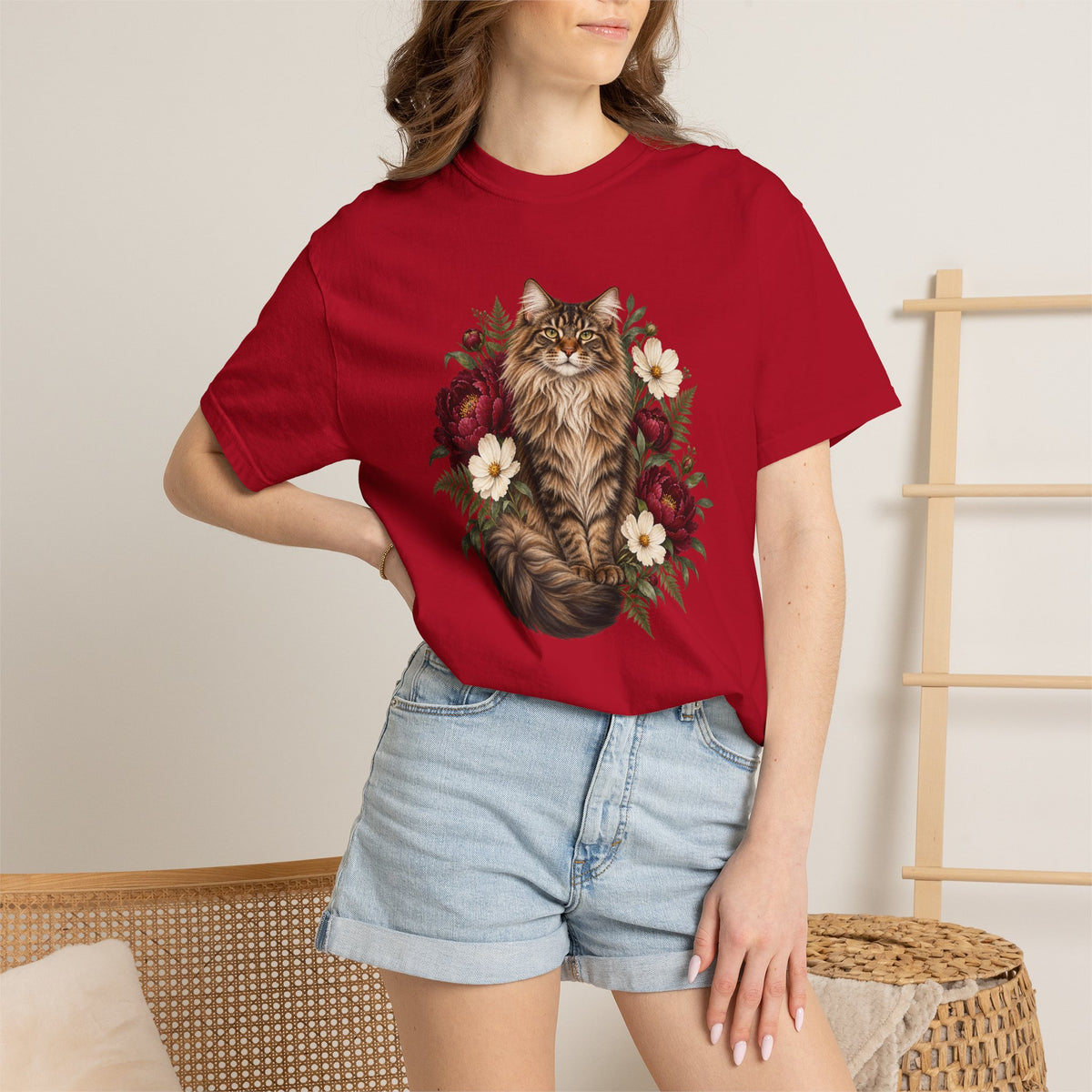 Maine Coon Cat T-Shirt — The Peony Guardian