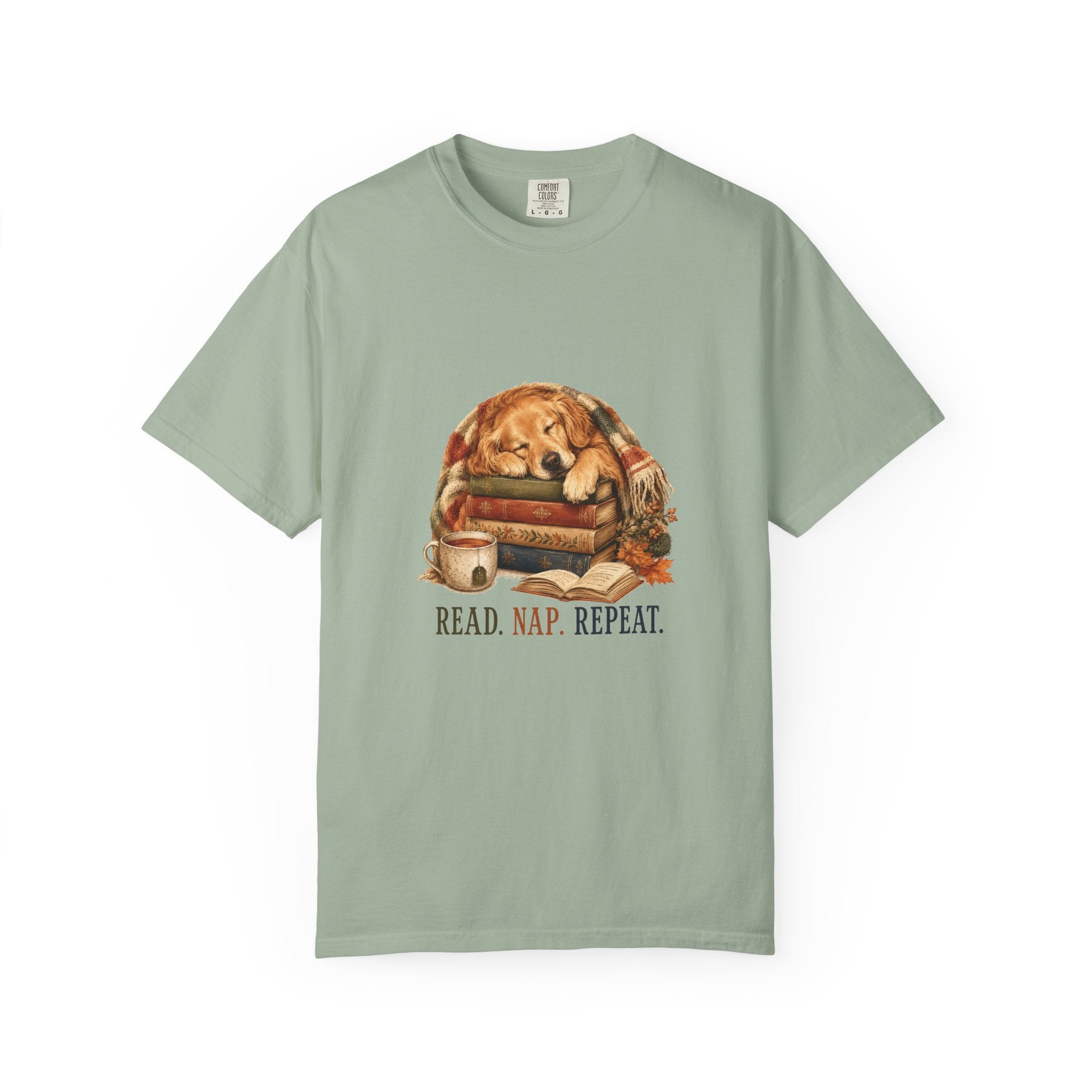 Read Nap Repeat Golden Retriever tee alternate color