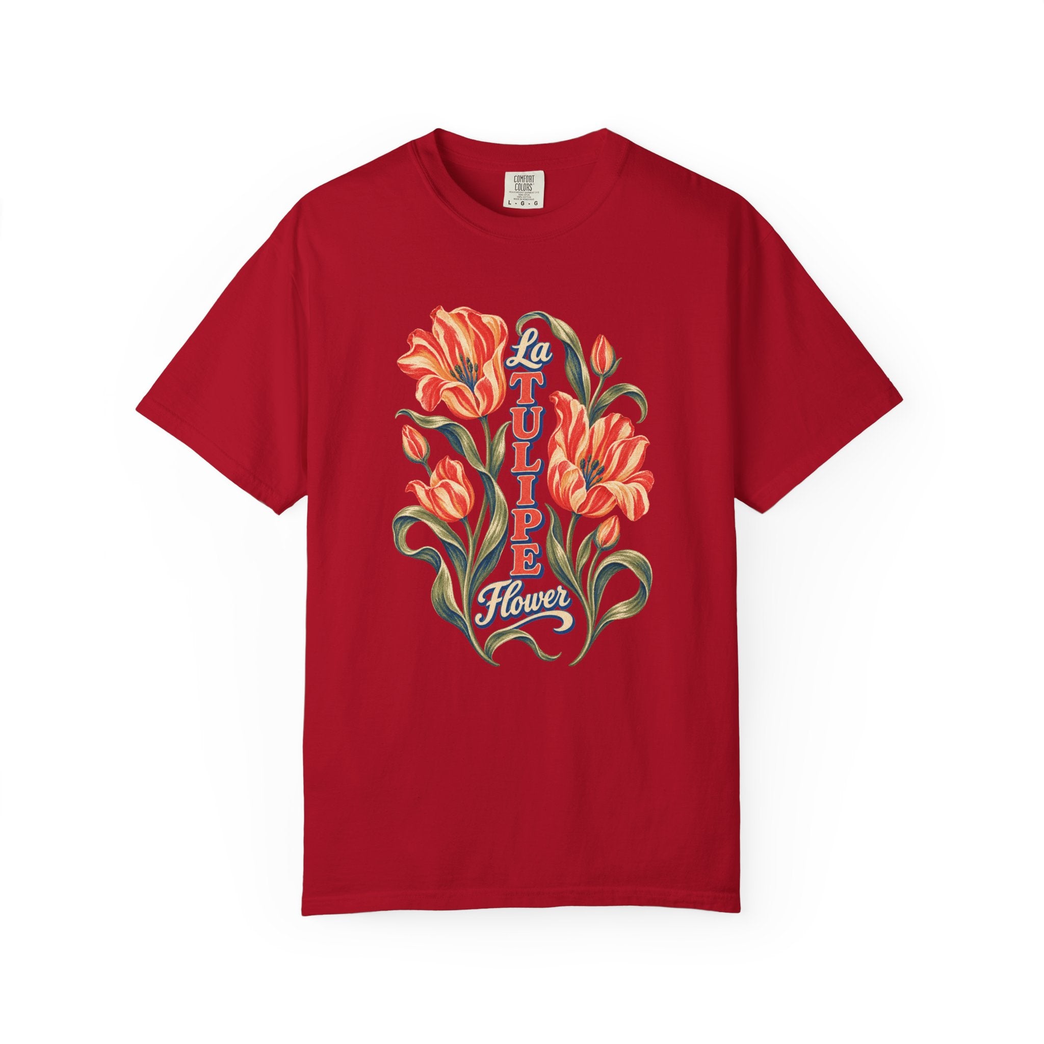 La Tulipe Vintage Flower T-Shirt — Garment-Dyed Cotton