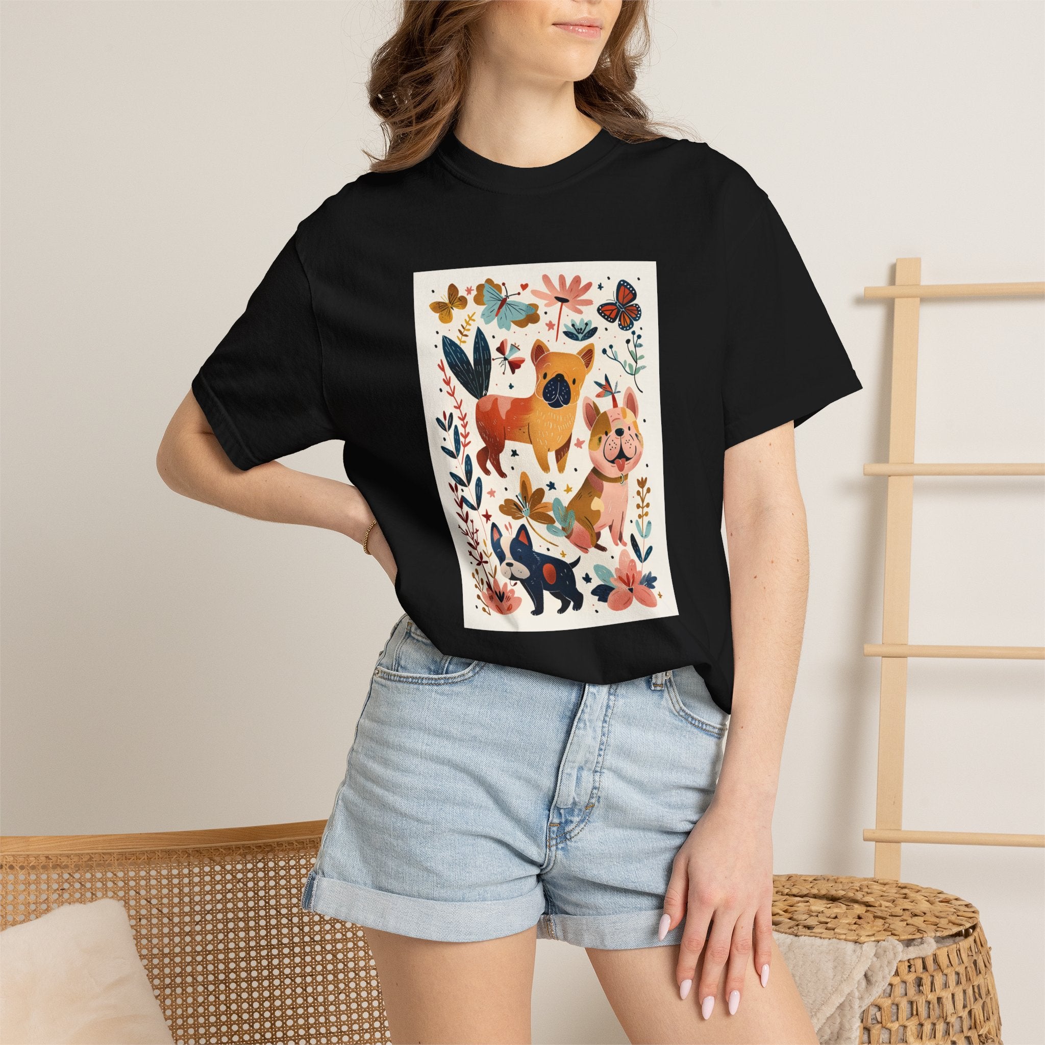 Folk Art Frenchies - French Bulldog Tee
