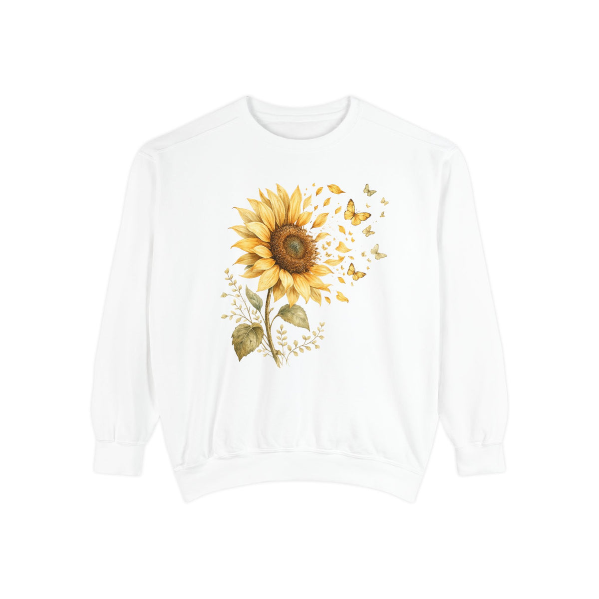 Sunflower butterfly sweatshirt in White, front view