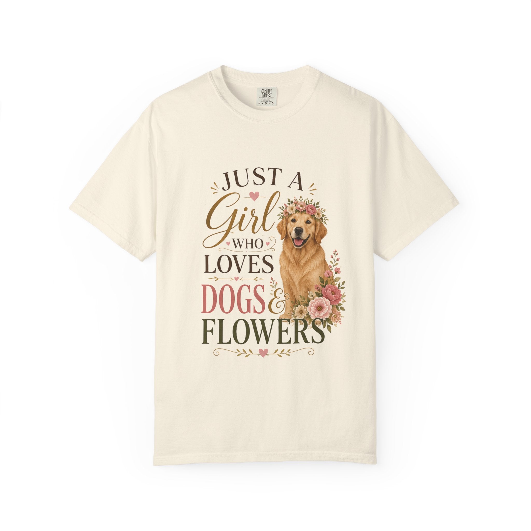 Just a Girl Dogs and Flowers tee alternate color
