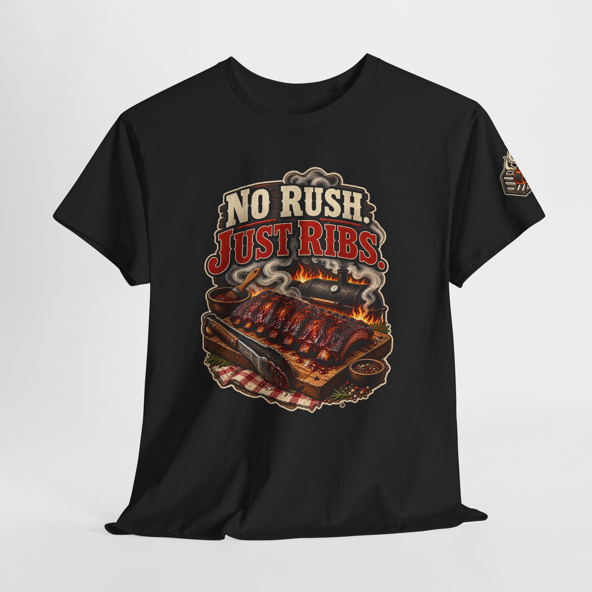 No Rush. Just Ribs. BBQ T-Shirt — Heavy Cotton