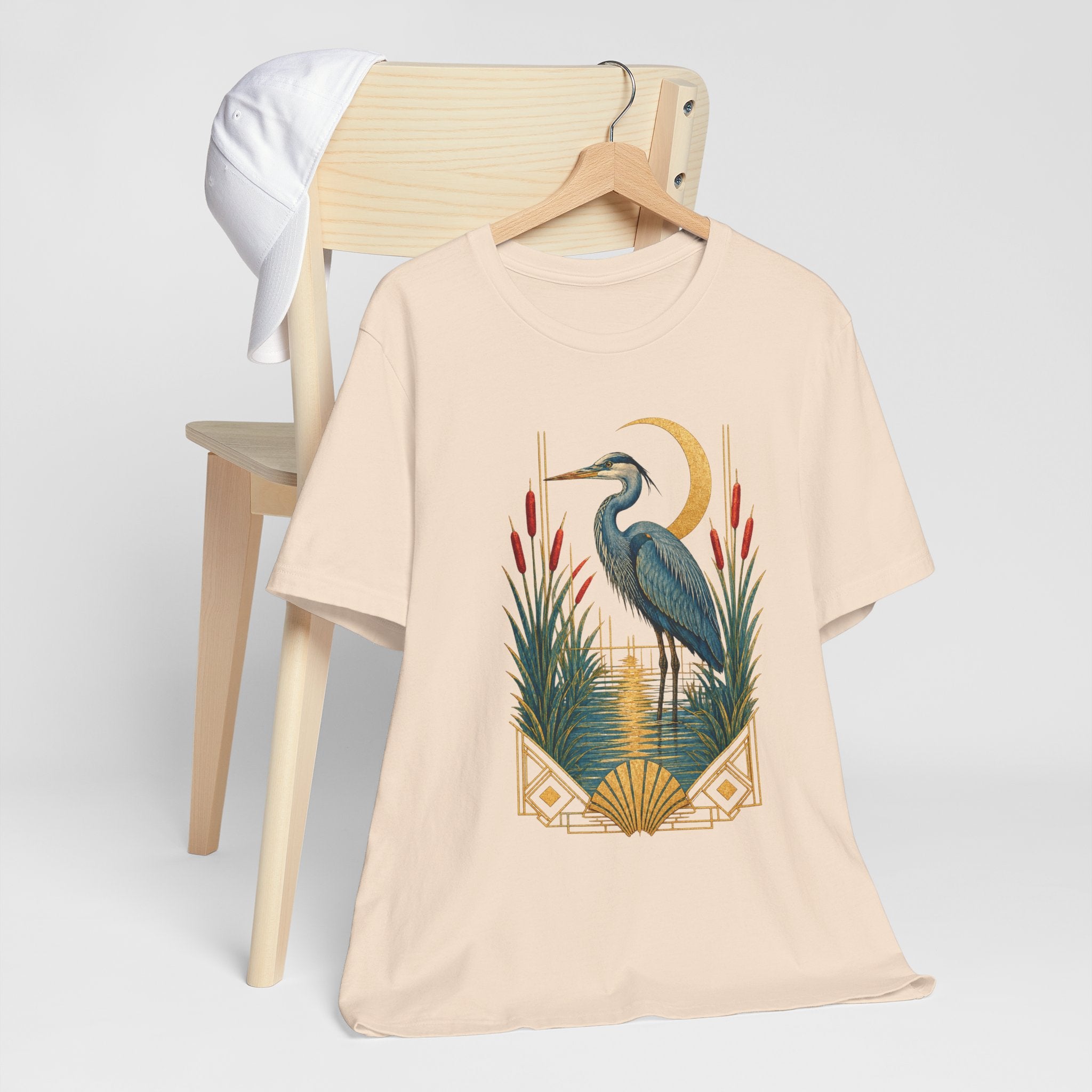 Art Deco Heron & Cattails T-Shirt