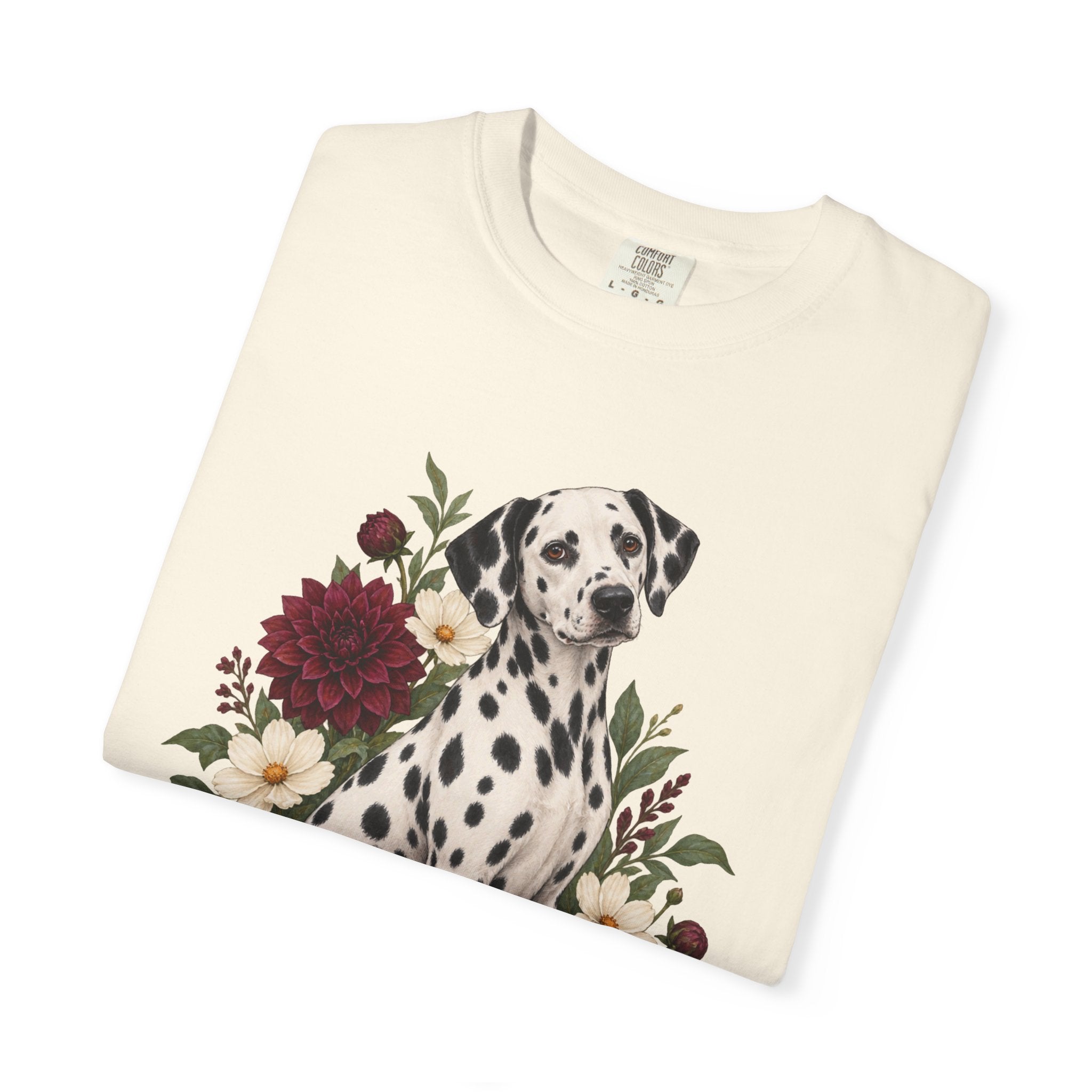 Dalmatian & Dahlia T-Shirt — Garment-Dyed Cotton